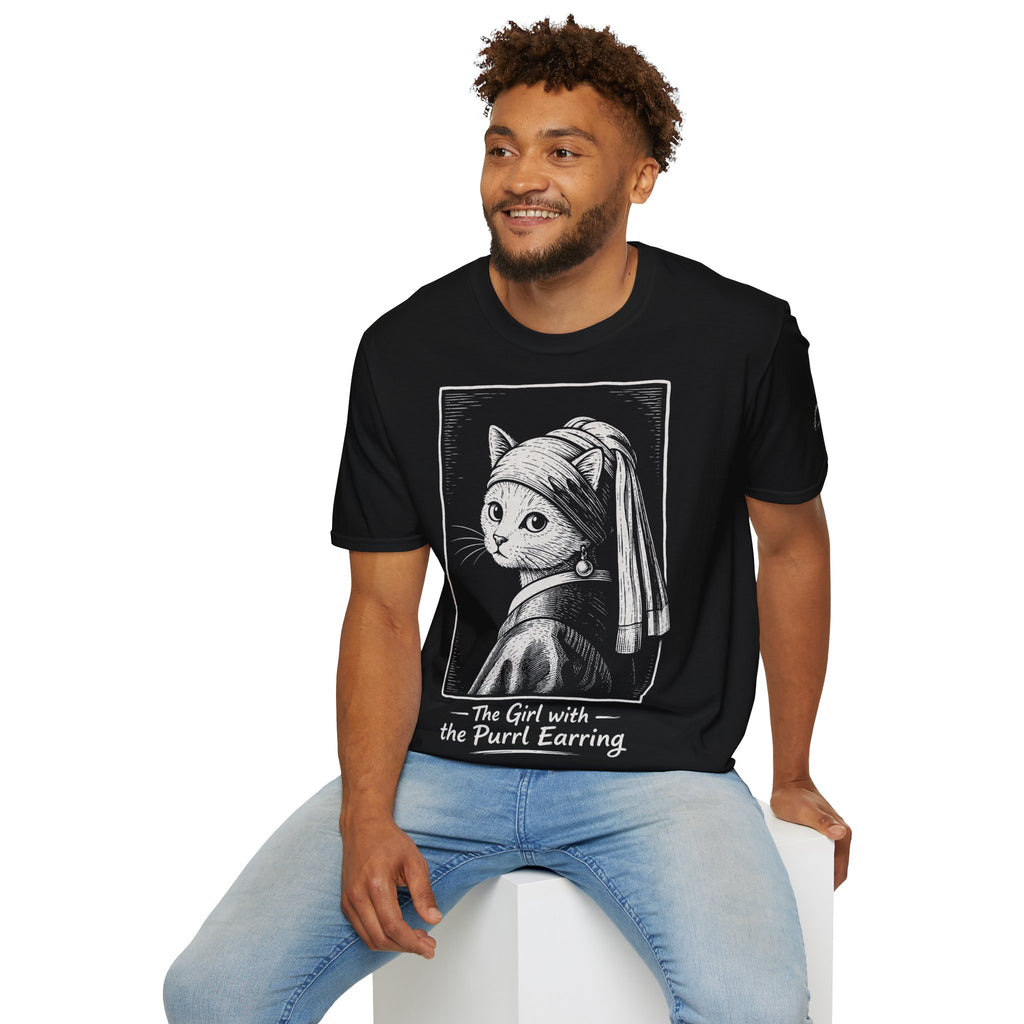 The Girl with the Purrl Earring Katzen Kunst T Shirt – Cat Art collection | UrbanPrintz