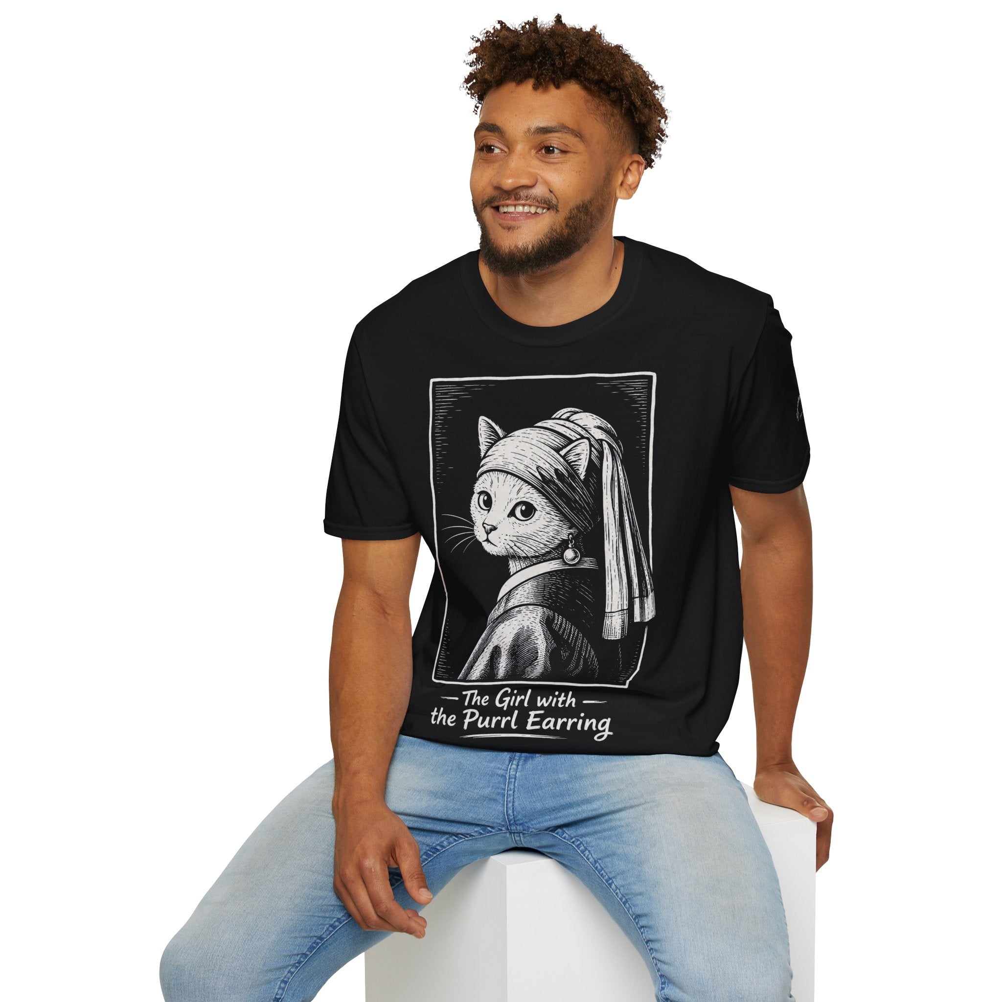 The Girl with the Purrl Earring Katzen Kunst T Shirt – Cat Art collection | UrbanPrintz