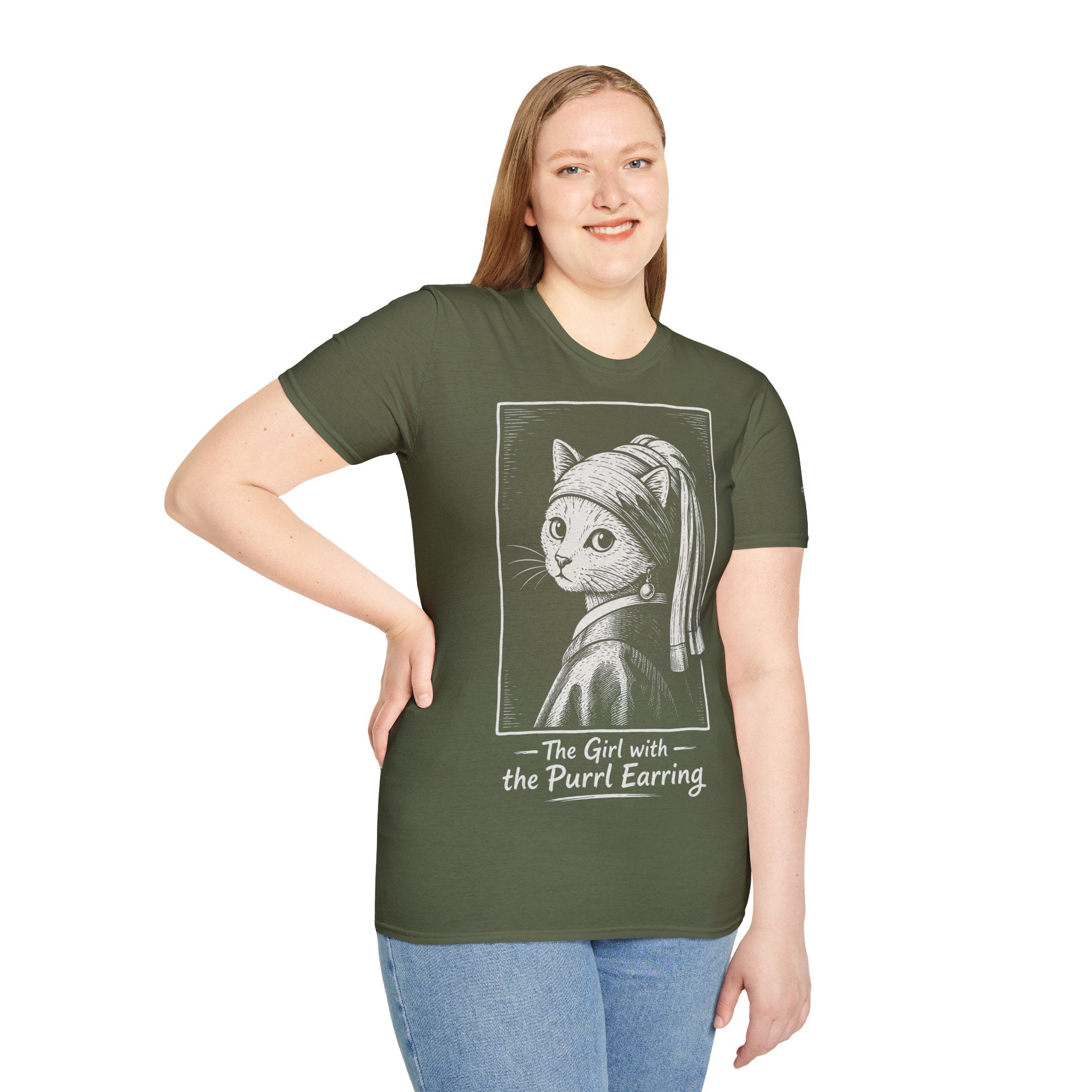 The Girl with the Purrl Earring Katzen Kunst T Shirt – Cat Art collection | UrbanPrintz