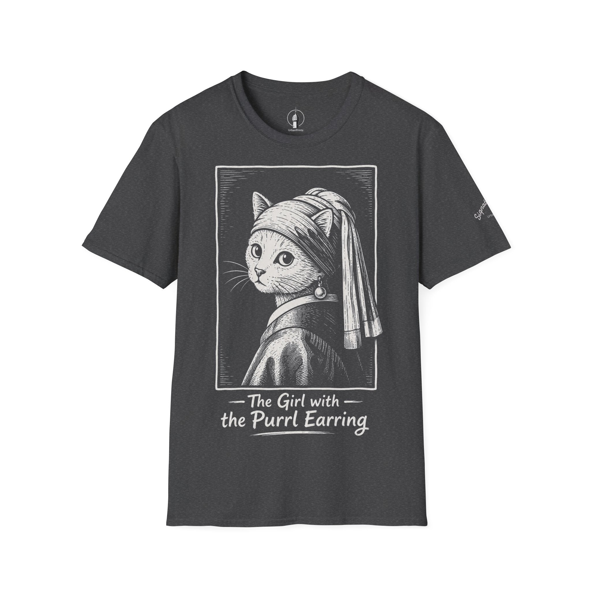 The Girl with the Purrl Earring Katzen Kunst T Shirt – Cat Art collection | UrbanPrintz