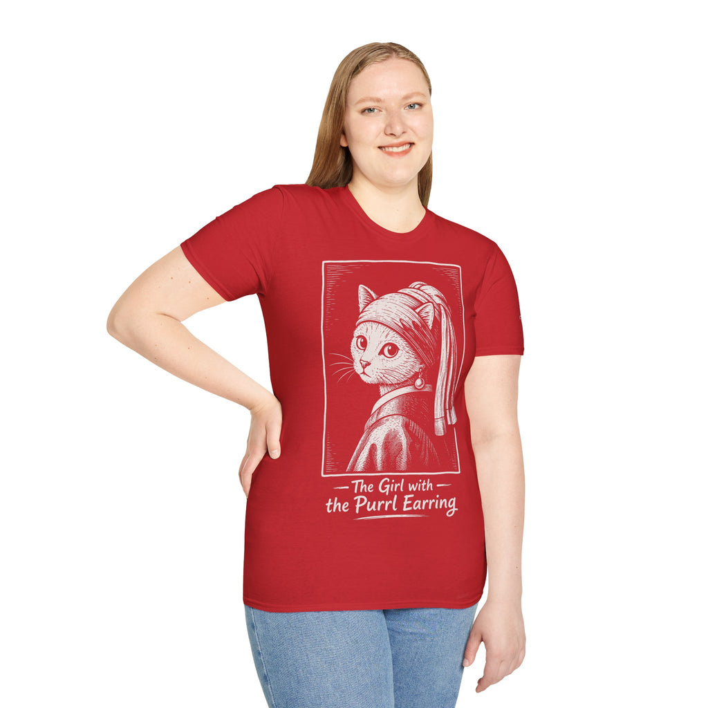 The Girl with the Purrl Earring Katzen Kunst T Shirt – Cat Art collection | UrbanPrintz