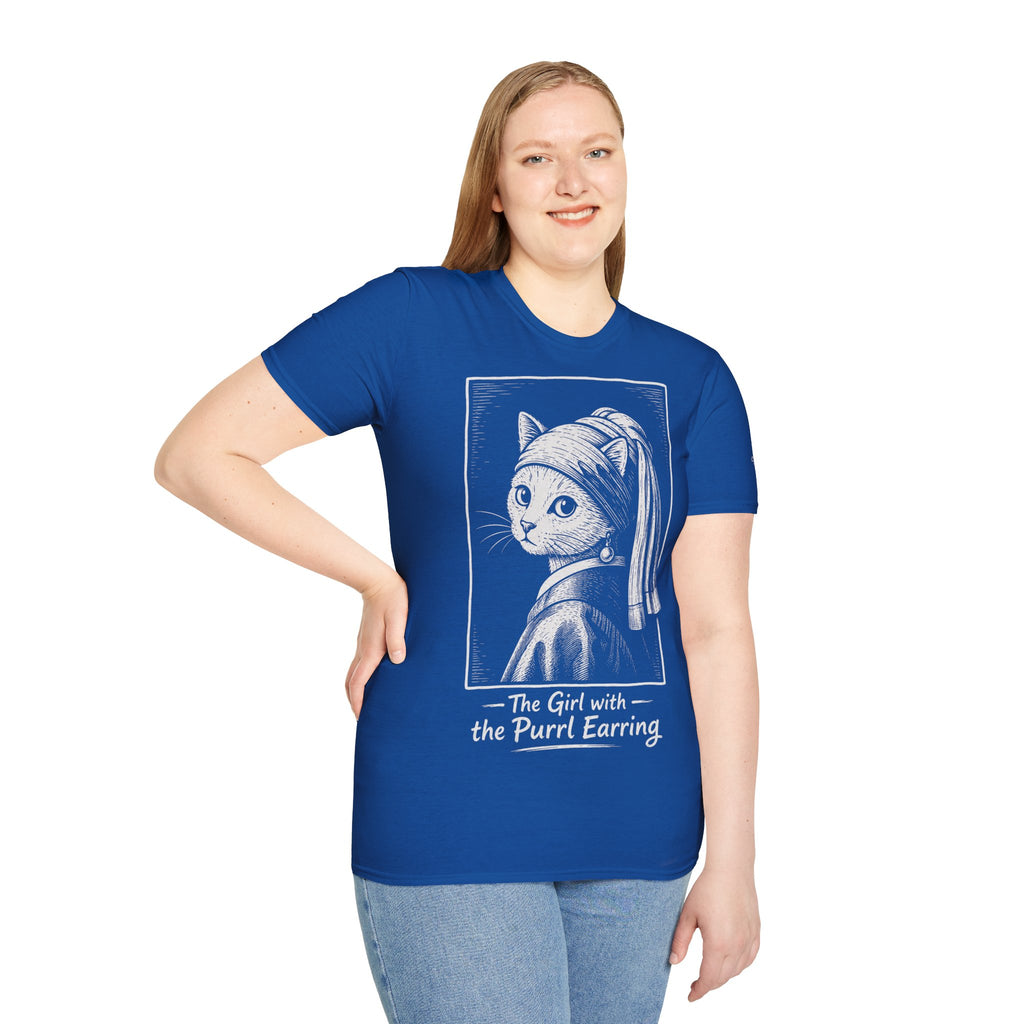 The Girl with the Purrl Earring Katzen Kunst T Shirt – Cat Art collection | UrbanPrintz