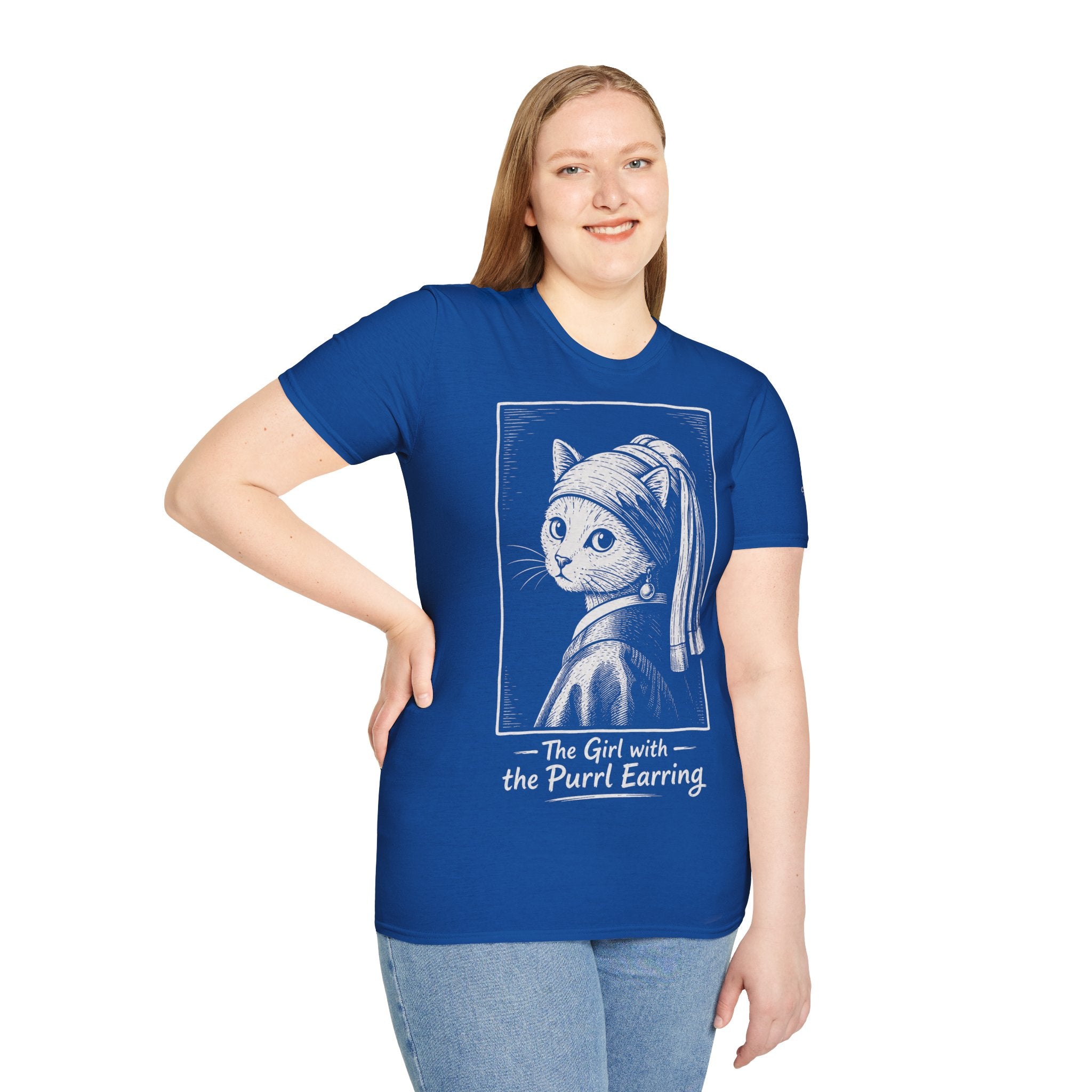 The Girl with the Purrl Earring Katzen Kunst T Shirt – Cat Art collection | UrbanPrintz