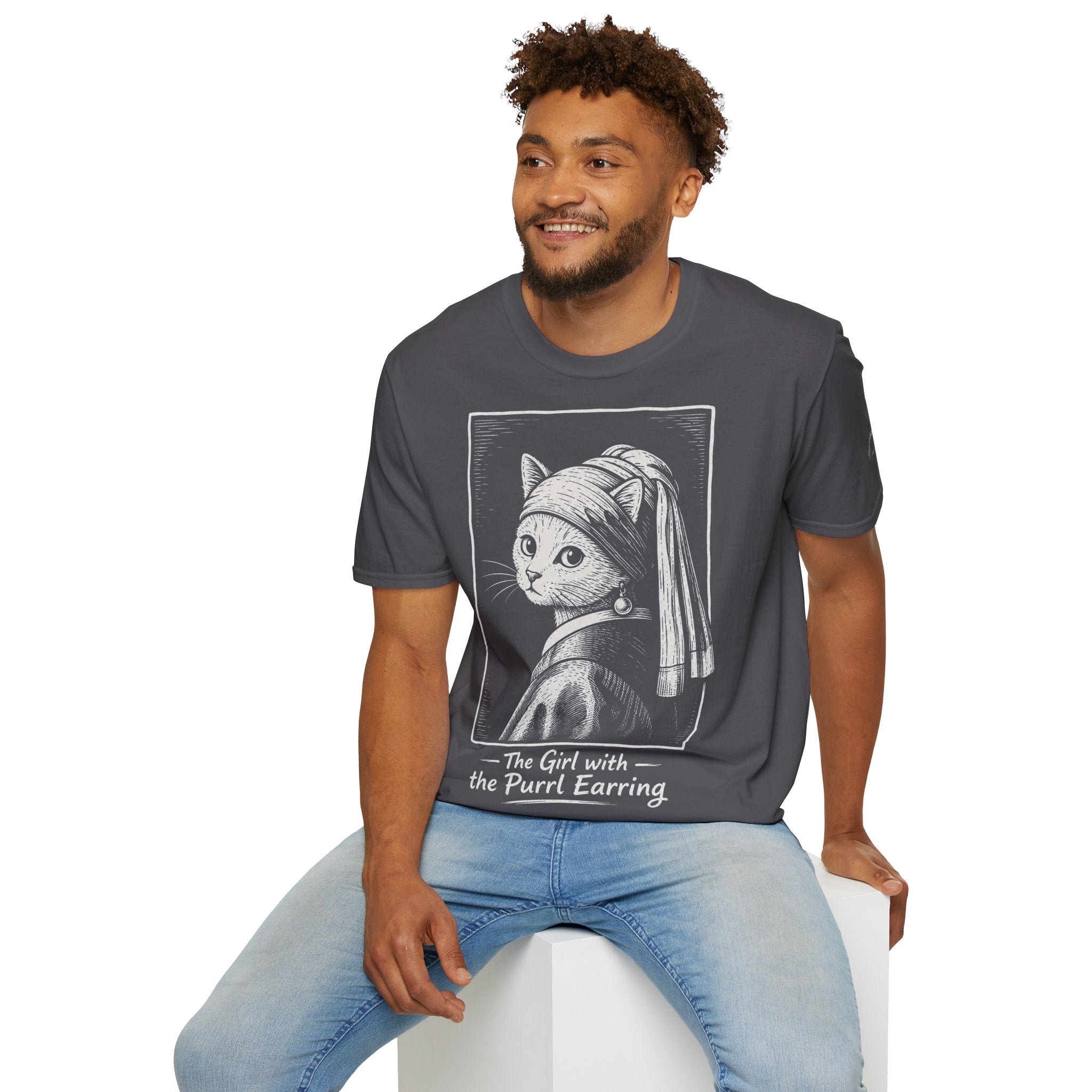 The Girl with the Purrl Earring Katzen Kunst T Shirt – Cat Art collection | UrbanPrintz