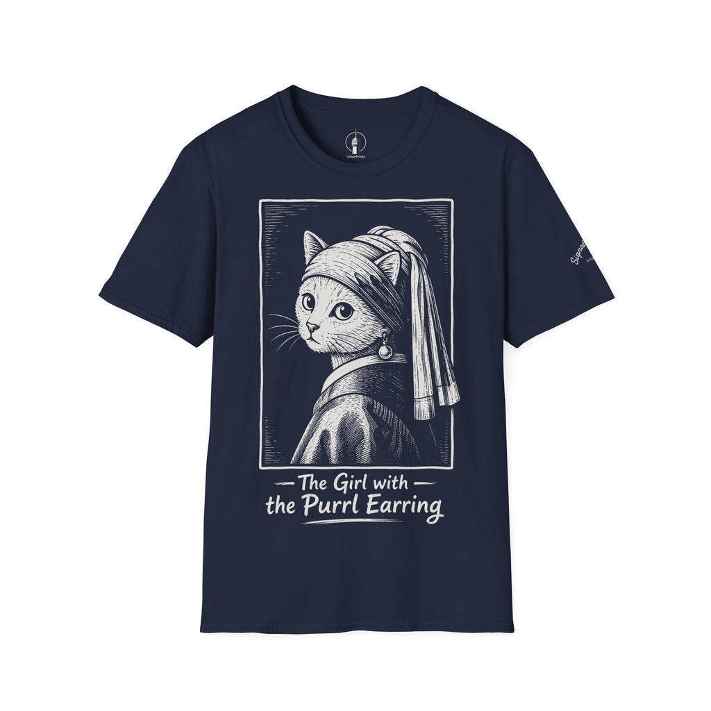 The Girl with the Purrl Earring Katzen Kunst T Shirt – Cat Art collection | UrbanPrintz
