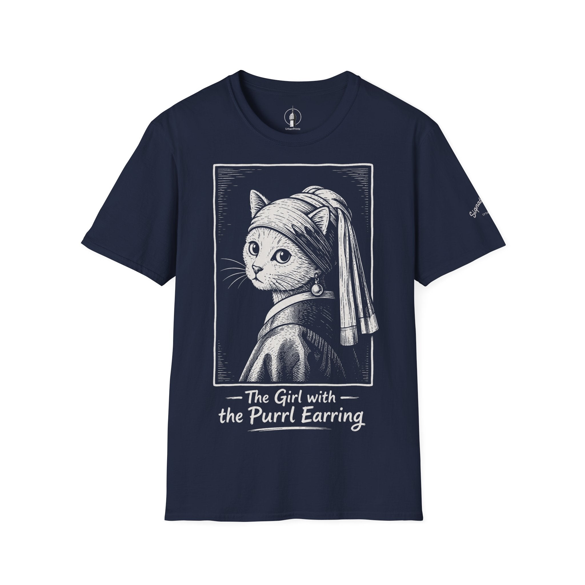 The Girl with the Purrl Earring Katzen Kunst T Shirt – Cat Art collection | UrbanPrintz