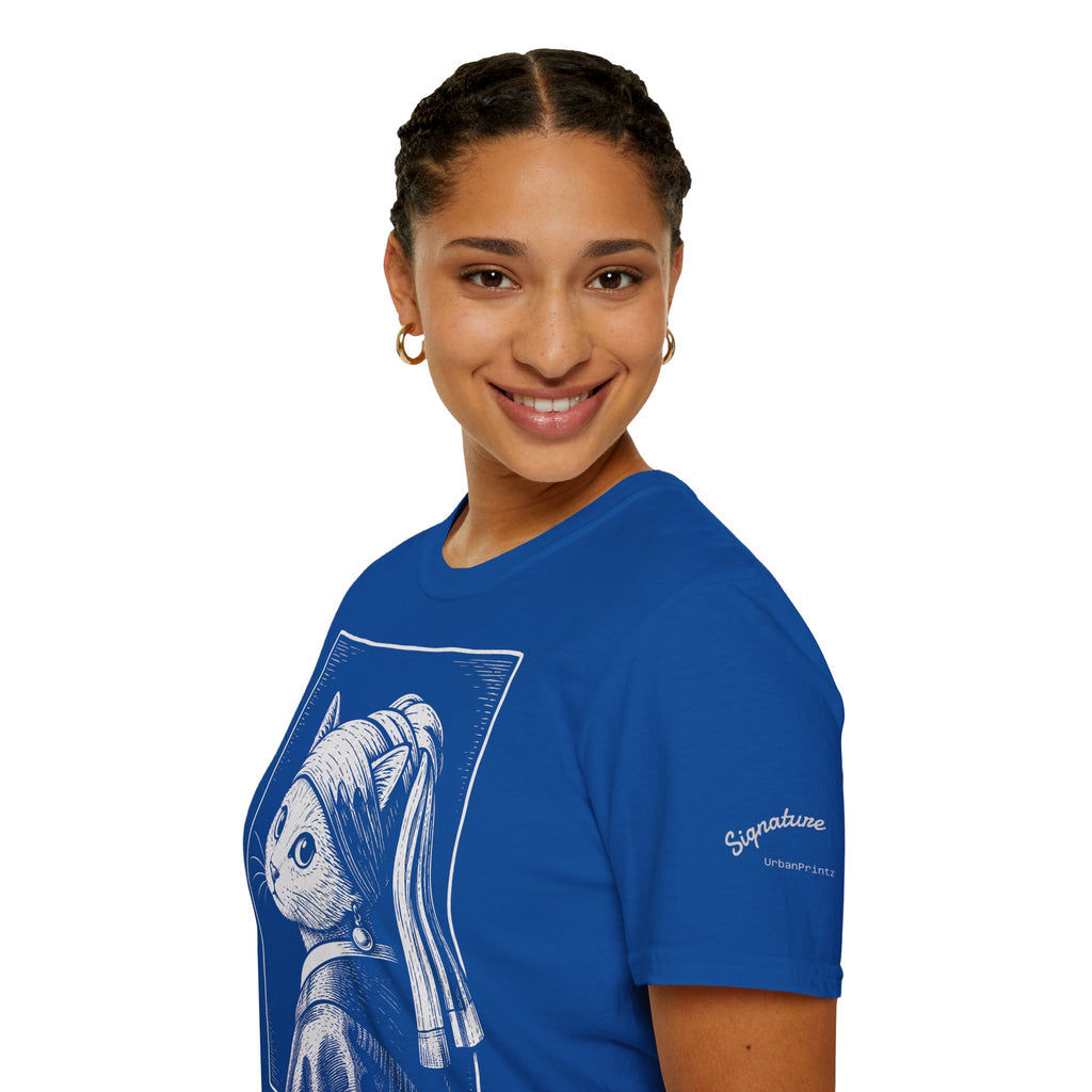 The Girl with the Purrl Earring Katzen Kunst T Shirt – Cat Art collection | UrbanPrintz