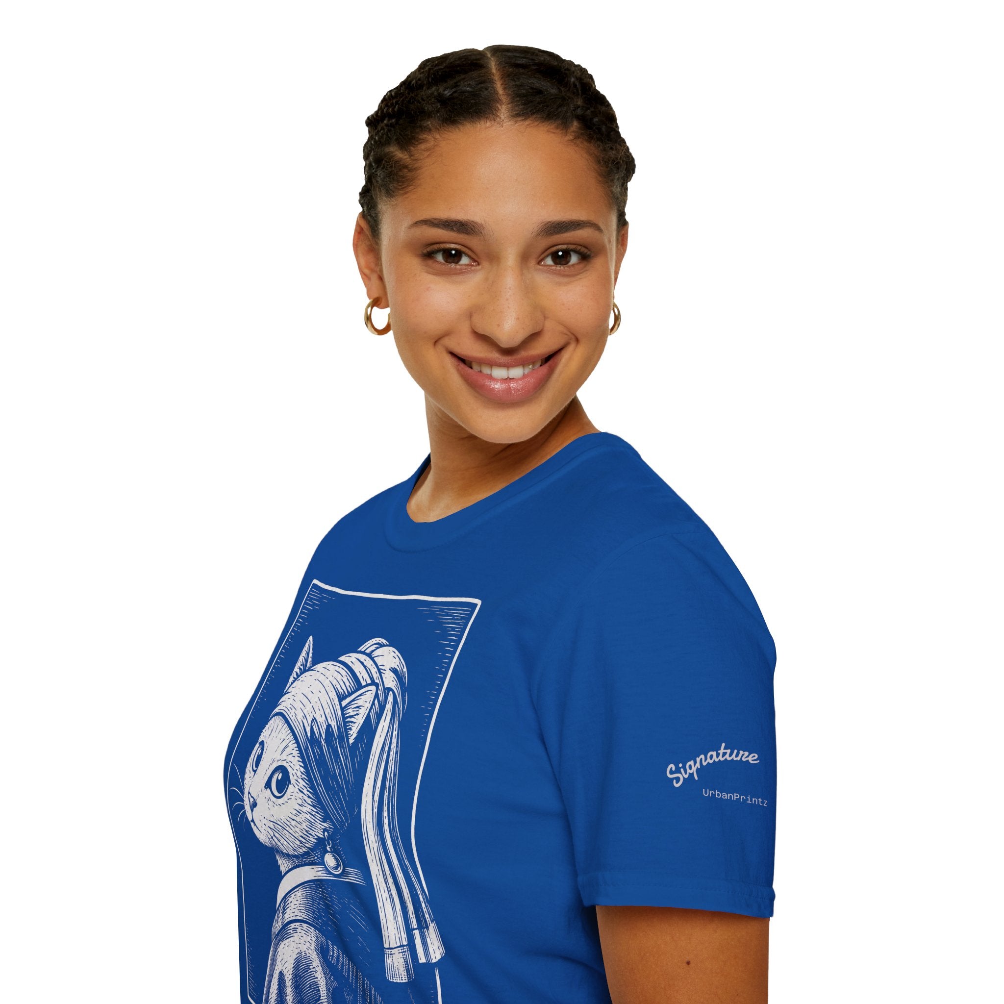 The Girl with the Purrl Earring Katzen Kunst T Shirt – Cat Art collection | UrbanPrintz