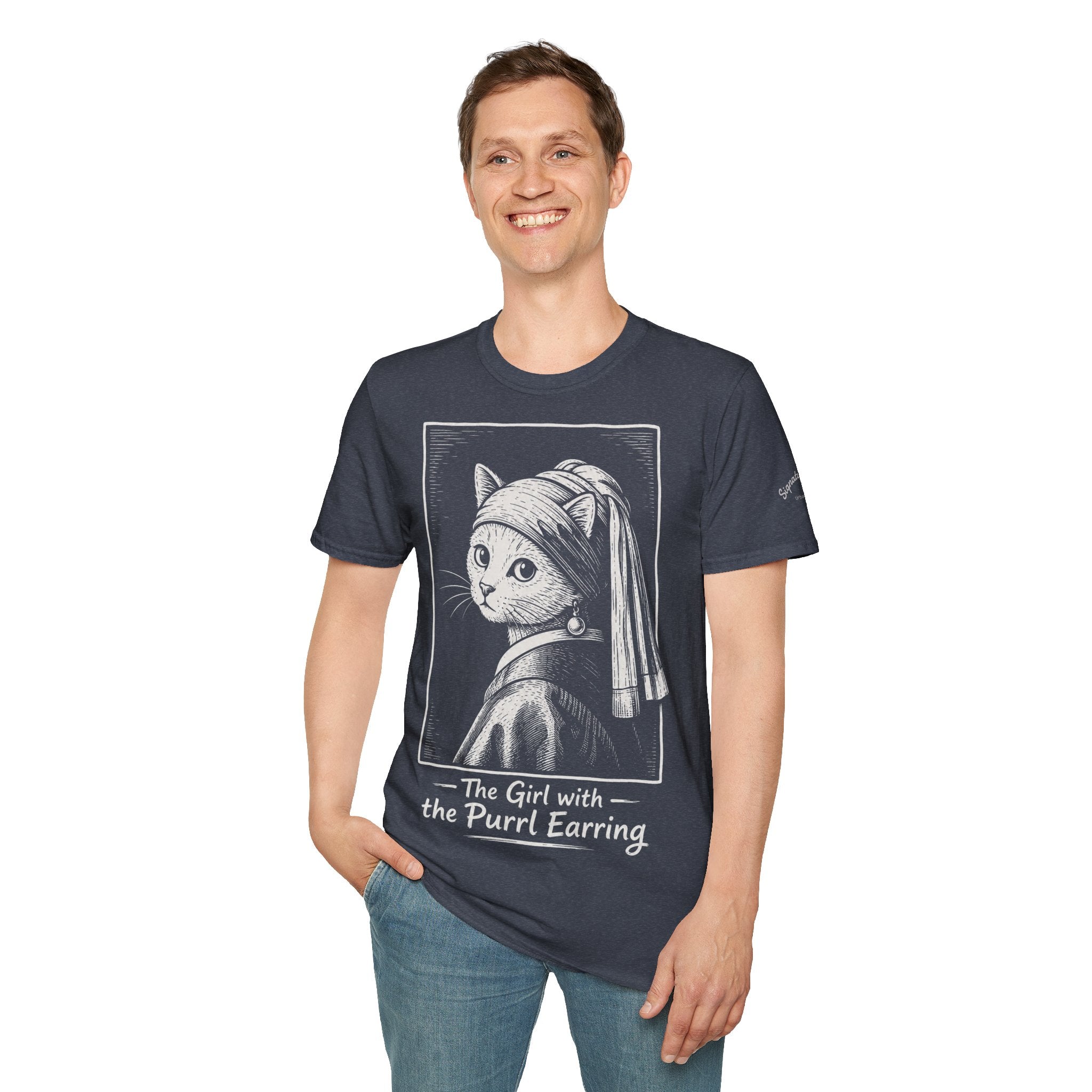 The Girl with the Purrl Earring Katzen Kunst T Shirt – Cat Art collection | UrbanPrintz