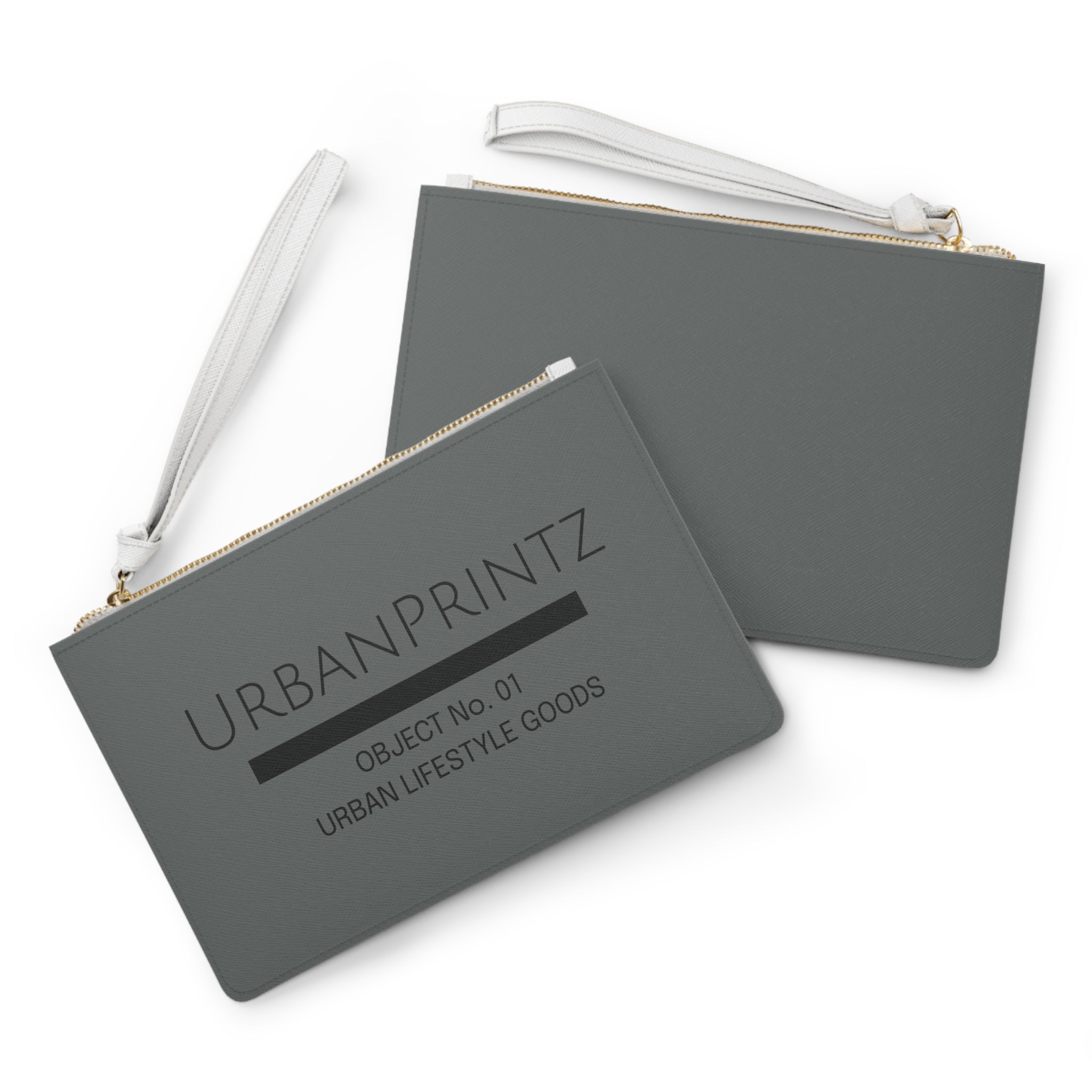 UrbanPrintz Grey Clutch Bag — Modern Minimalist Wristlet with Logo (Object No. 01) - UrbanPrintz