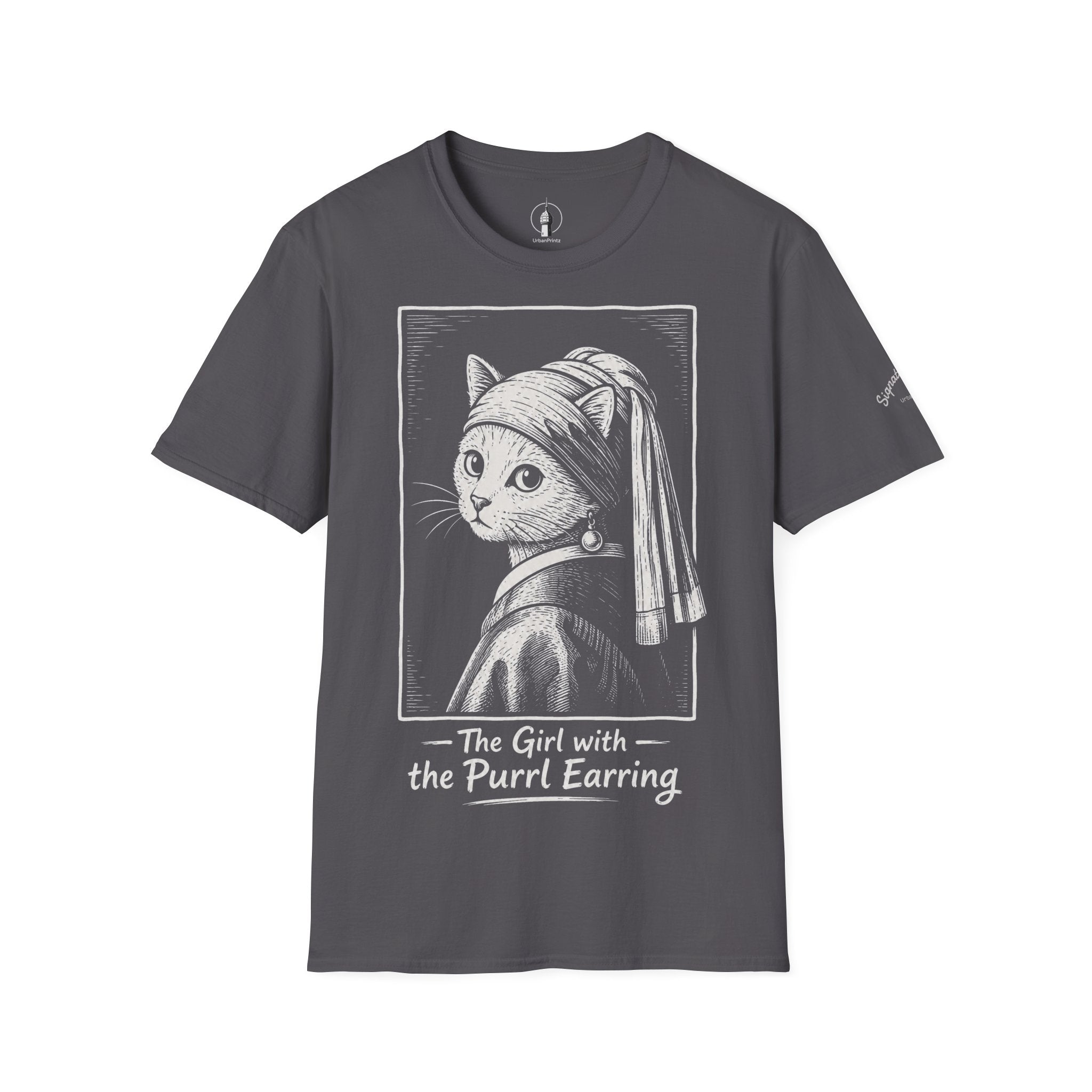 The Girl with the Purrl Earring Katzen Kunst T Shirt – Cat Art collection | UrbanPrintz