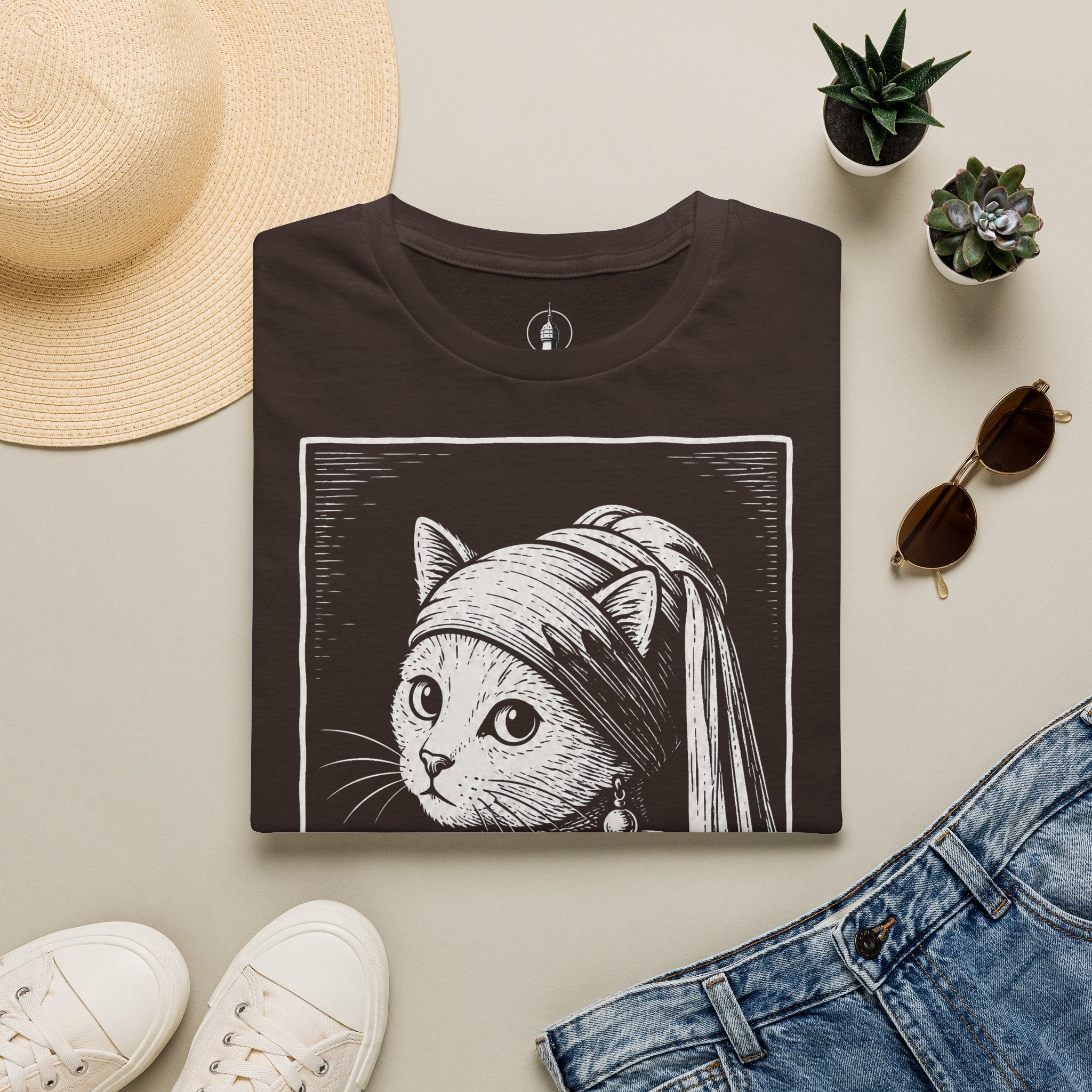 The Girl with the Purrl Earring Katzen Kunst T Shirt – Cat Art collection | UrbanPrintz