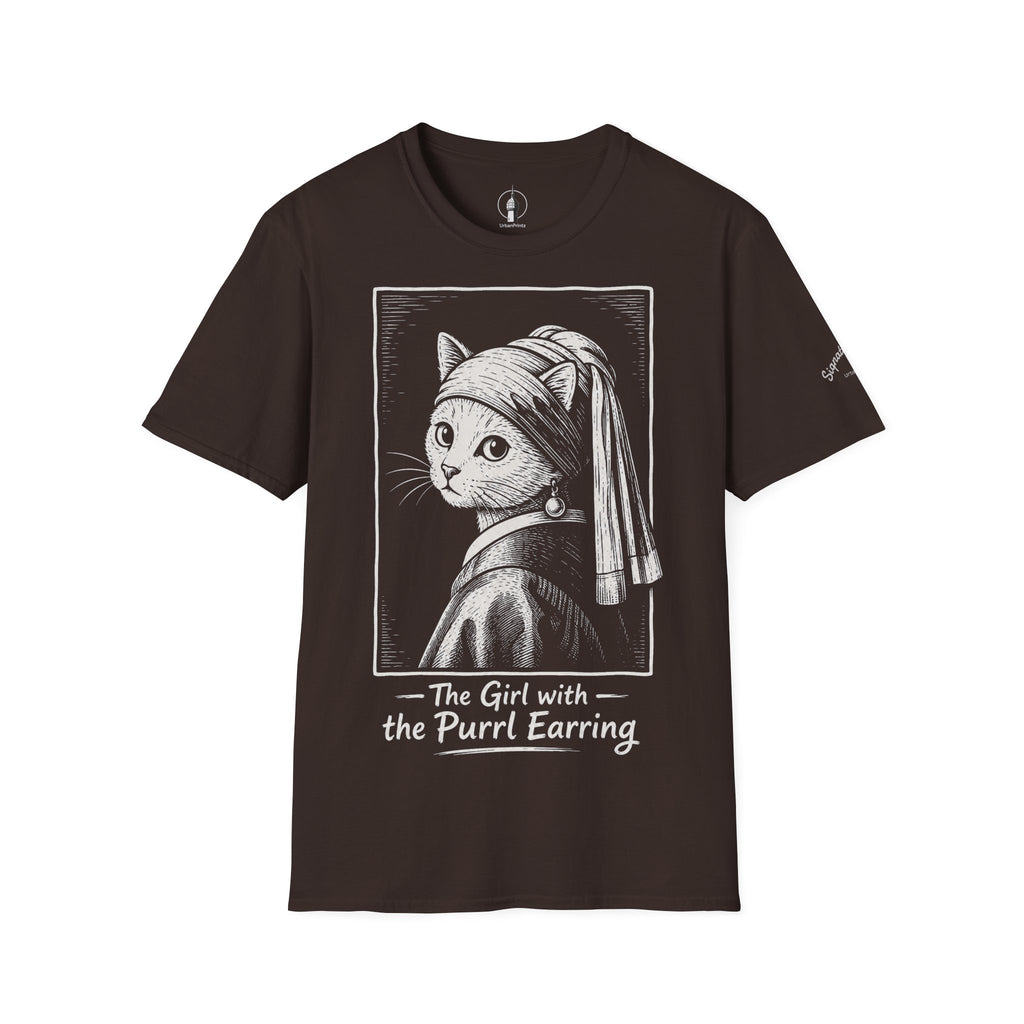 The Girl with the Purrl Earring Katzen Kunst T Shirt – Cat Art collection | UrbanPrintz