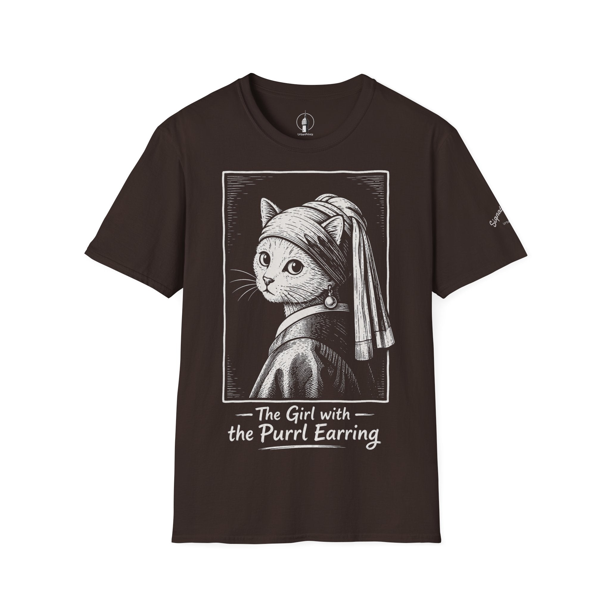 The Girl with the Purrl Earring Katzen Kunst T Shirt – Cat Art collection | UrbanPrintz