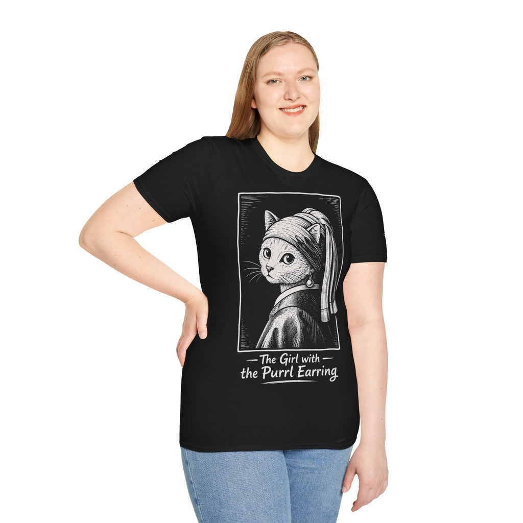 The Girl with the Purrl Earring Katzen Kunst T Shirt – Cat Art collection | UrbanPrintz