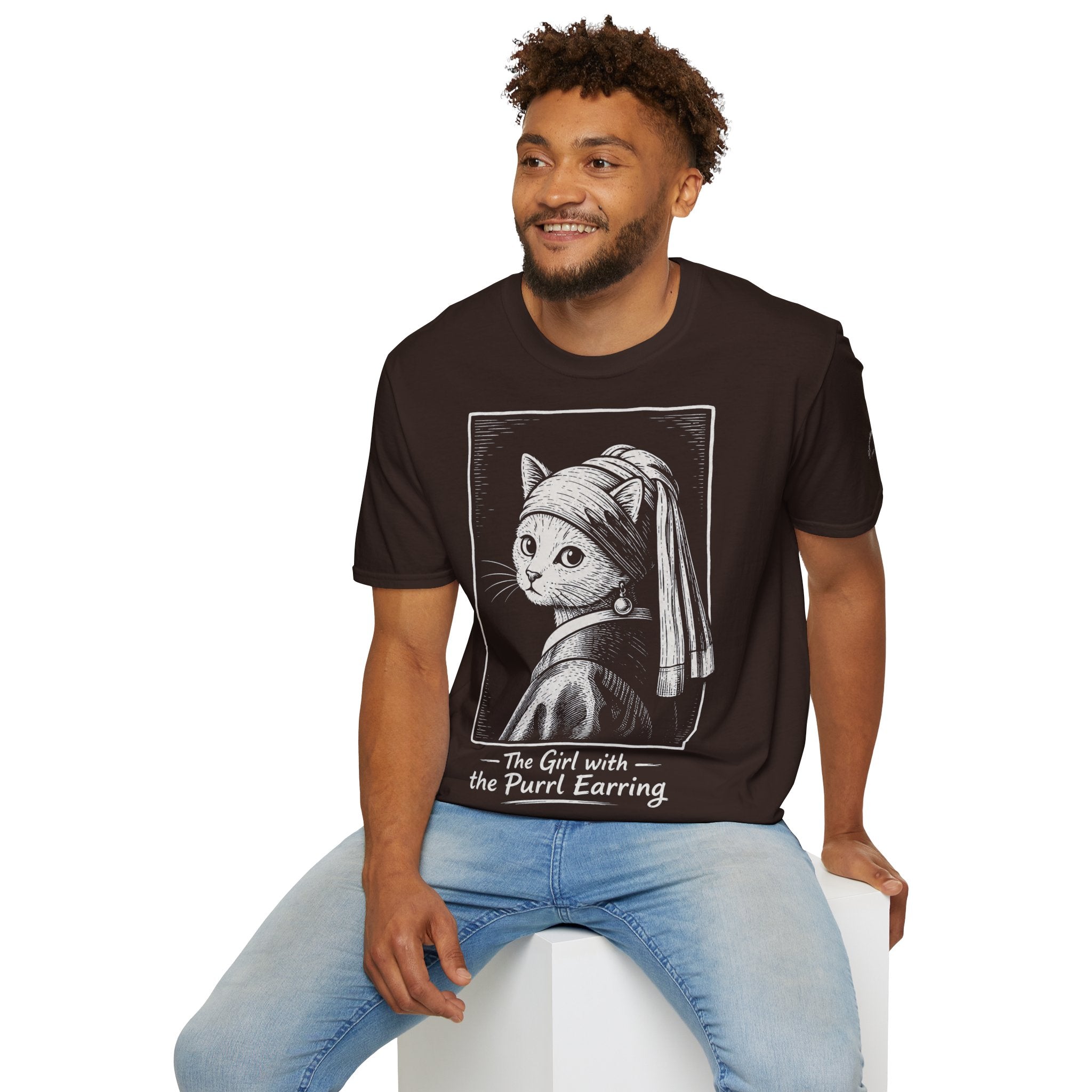 The Girl with the Purrl Earring Katzen Kunst T Shirt – Cat Art collection | UrbanPrintz