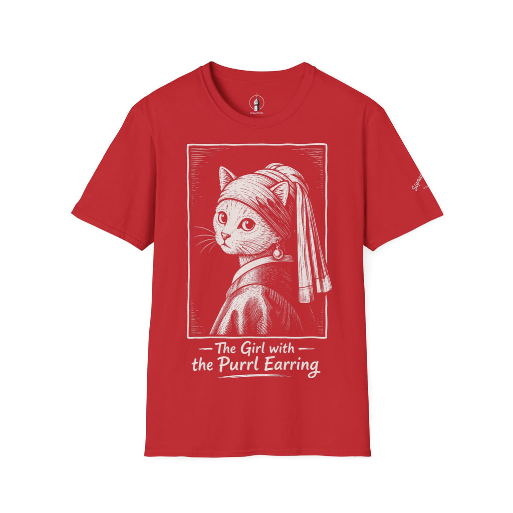 The Girl with the Purrl Earring Katzen Kunst T Shirt – Cat Art collection | UrbanPrintz