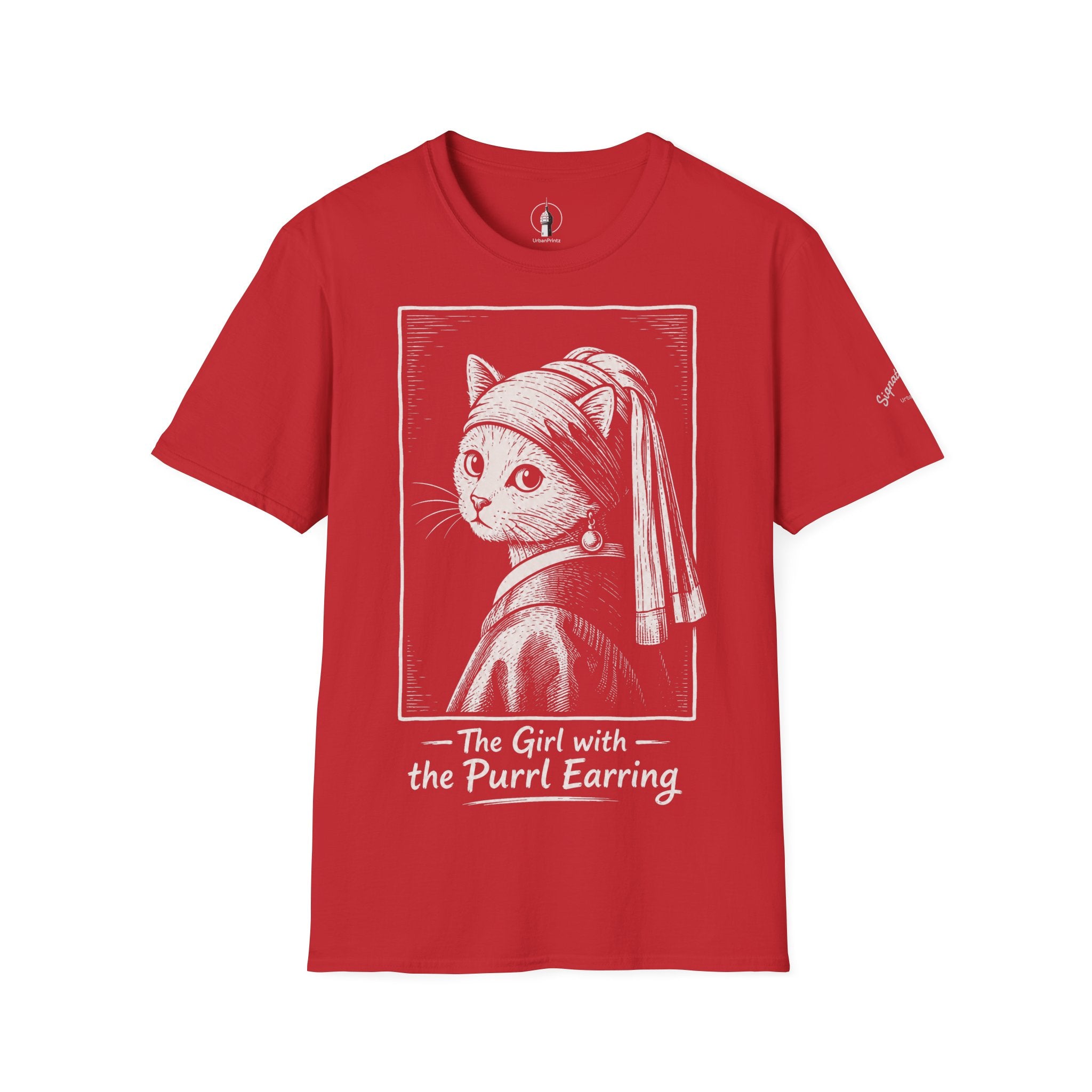 The Girl with the Purrl Earring Katzen Kunst T Shirt – Cat Art collection | UrbanPrintz