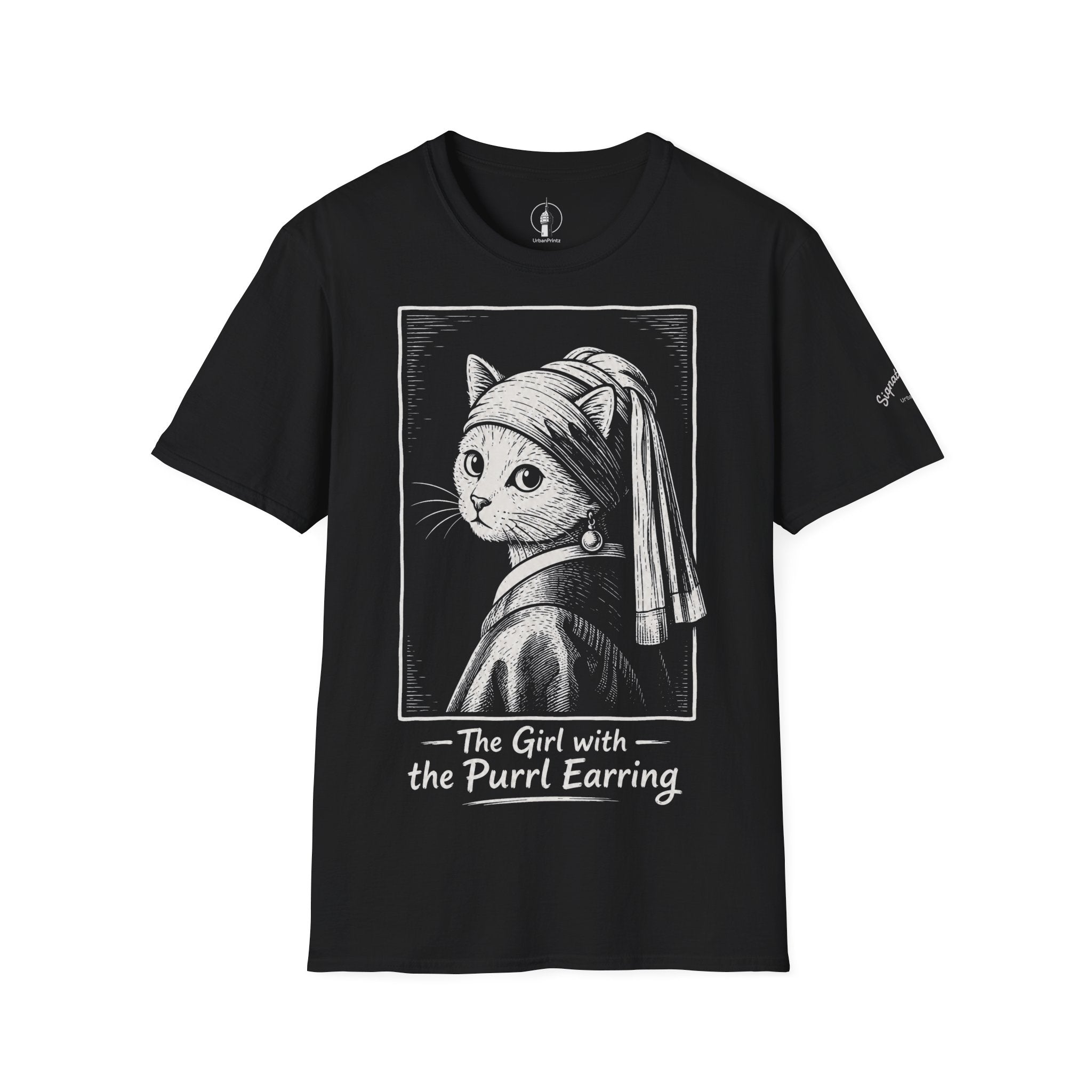 The Girl with the Purrl Earring Katzen Kunst T Shirt – Cat Art collection | UrbanPrintz