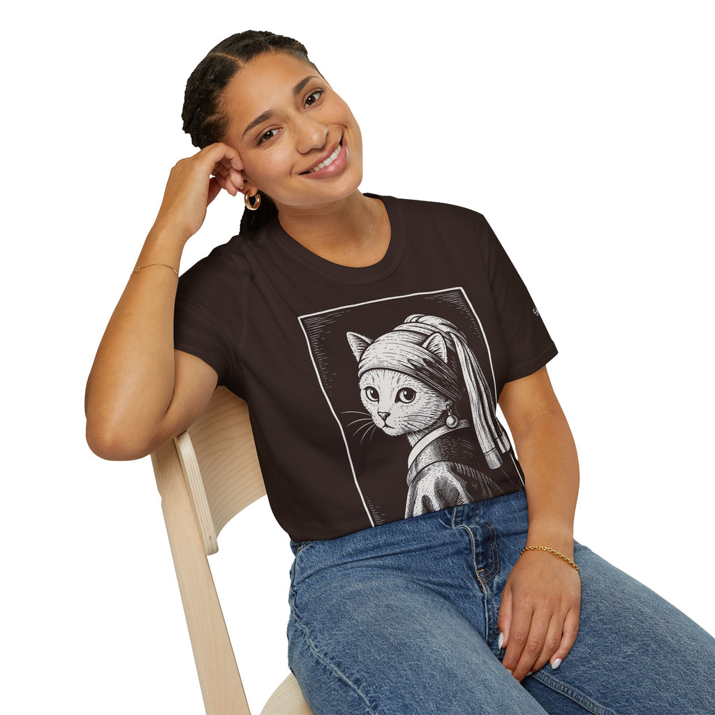 The Girl with the Purrl Earring Katzen Kunst T Shirt – Cat Art collection | UrbanPrintz