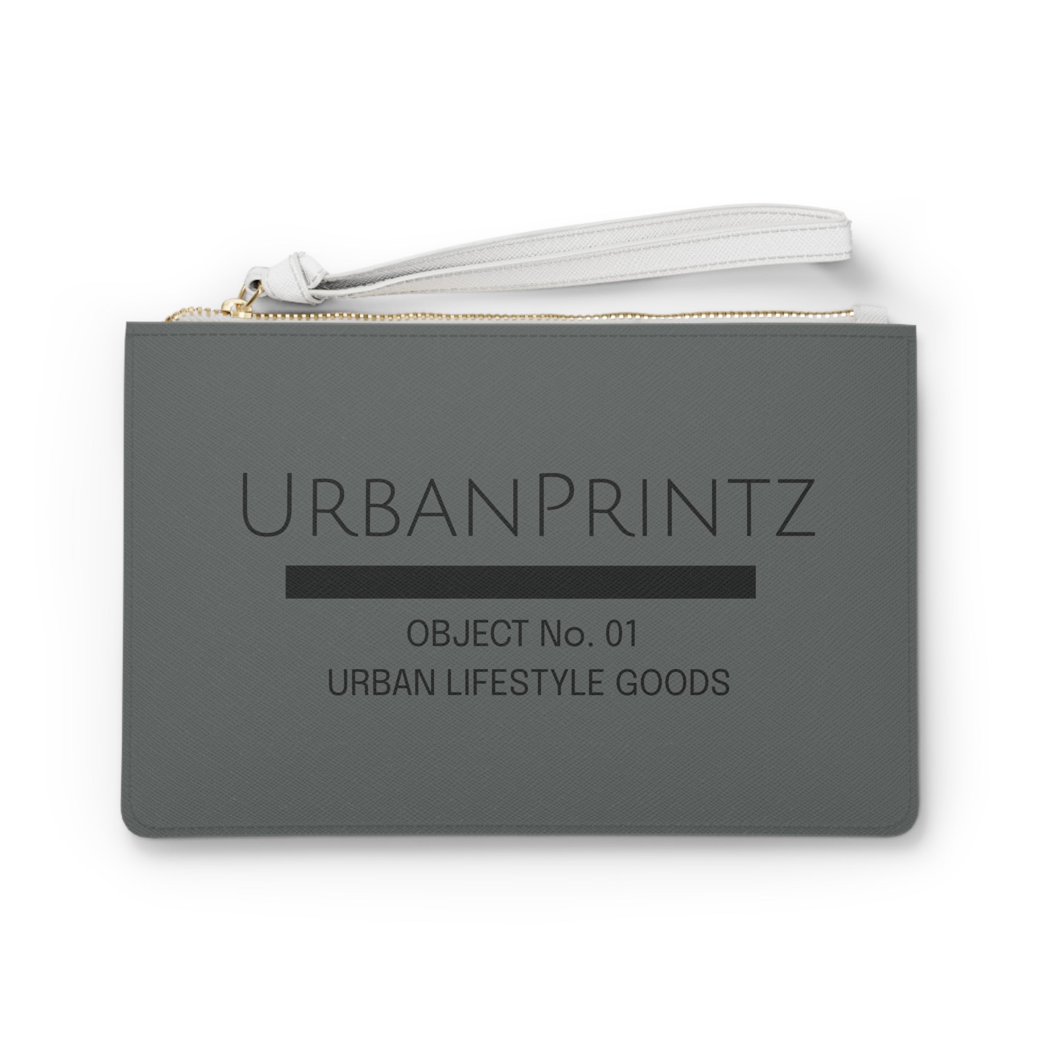 UrbanPrintz Grey Clutch Bag — Modern Minimalist Wristlet with Logo (Object No. 01) - UrbanPrintz