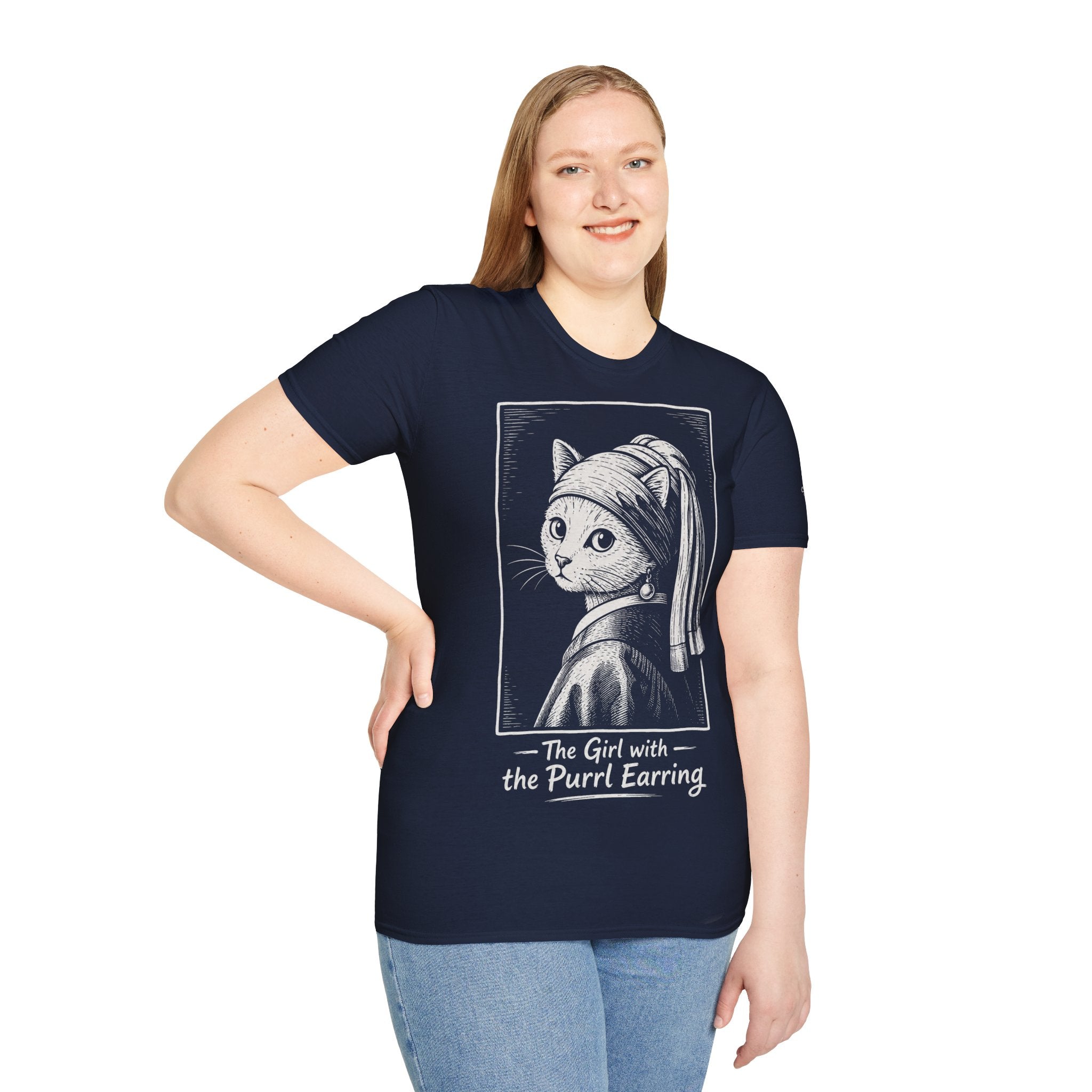 The Girl with the Purrl Earring Katzen Kunst T Shirt – Cat Art collection | UrbanPrintz