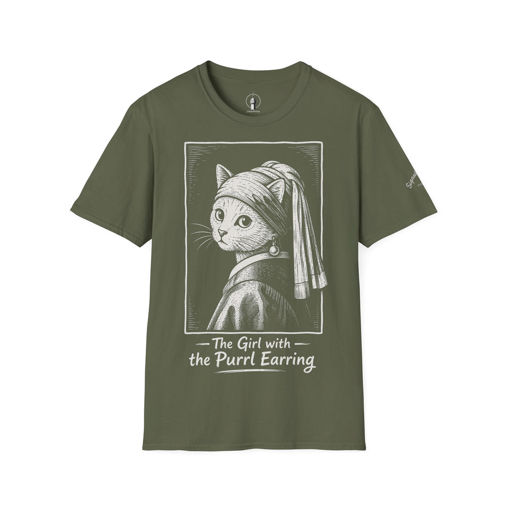 The Girl with the Purrl Earring Katzen Kunst T Shirt – Cat Art collection | UrbanPrintz