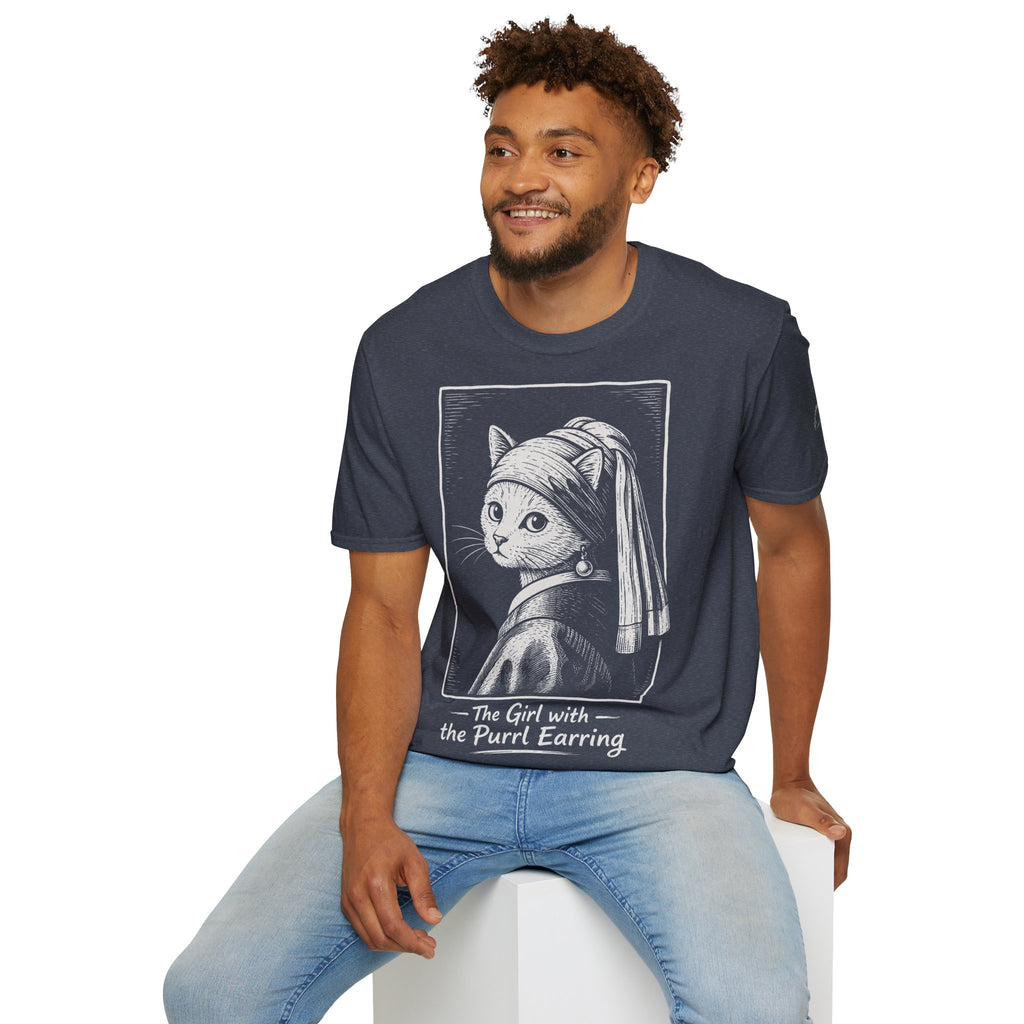 The Girl with the Purrl Earring Katzen Kunst T Shirt – Cat Art collection | UrbanPrintz