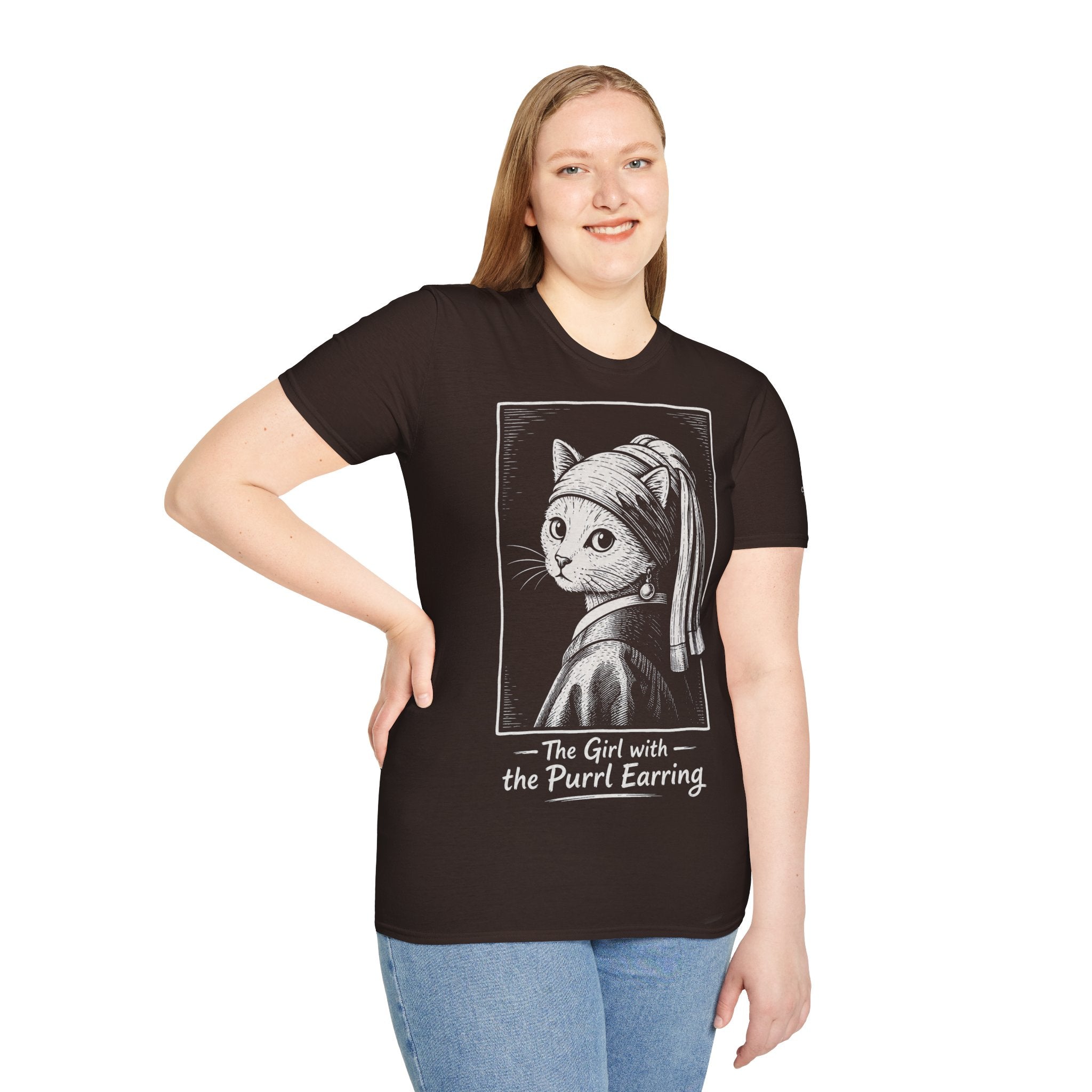 The Girl with the Purrl Earring Katzen Kunst T Shirt – Cat Art collection | UrbanPrintz