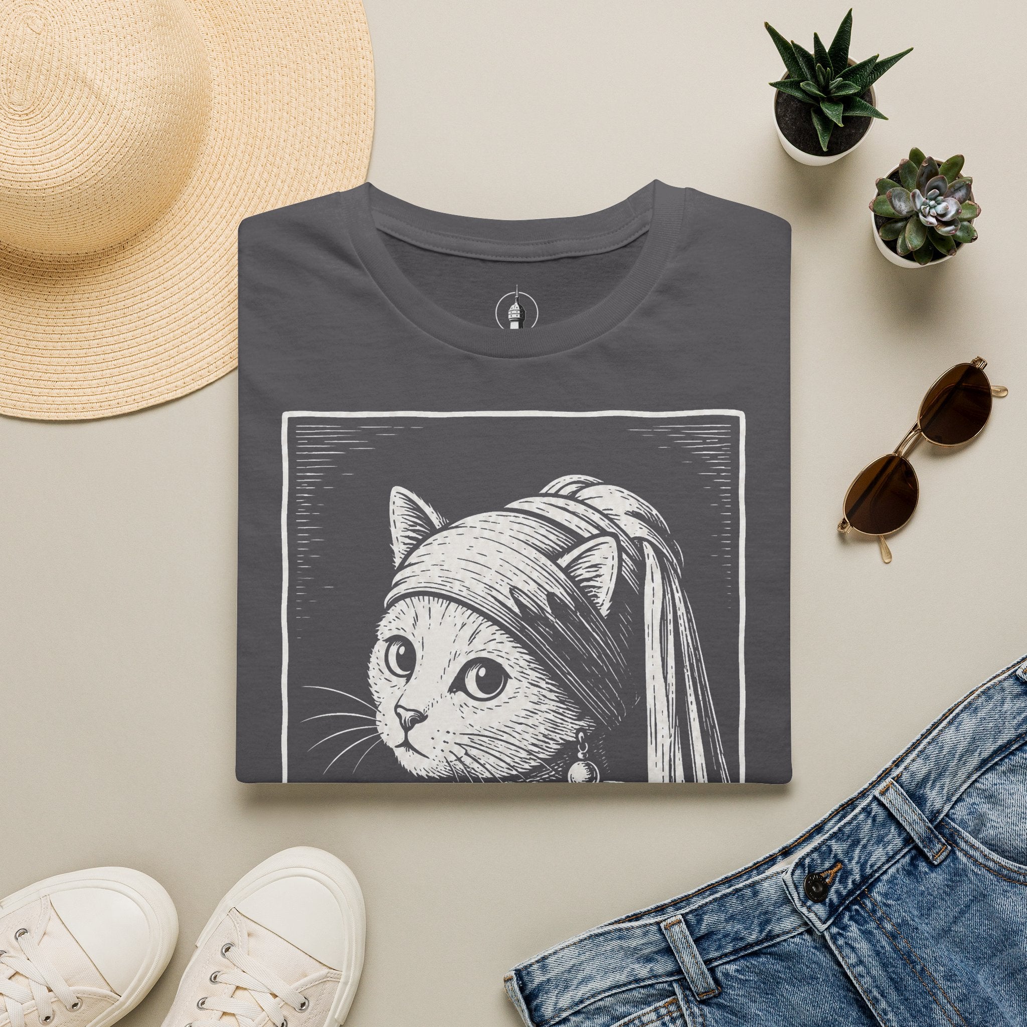 The Girl with the Purrl Earring Katzen Kunst T Shirt – Cat Art collection | UrbanPrintz