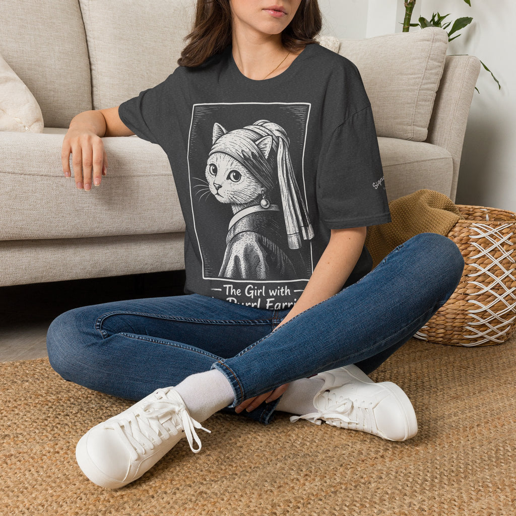 The Girl with the Purrl Earring Katzen Kunst T Shirt – Cat Art collection | UrbanPrintz