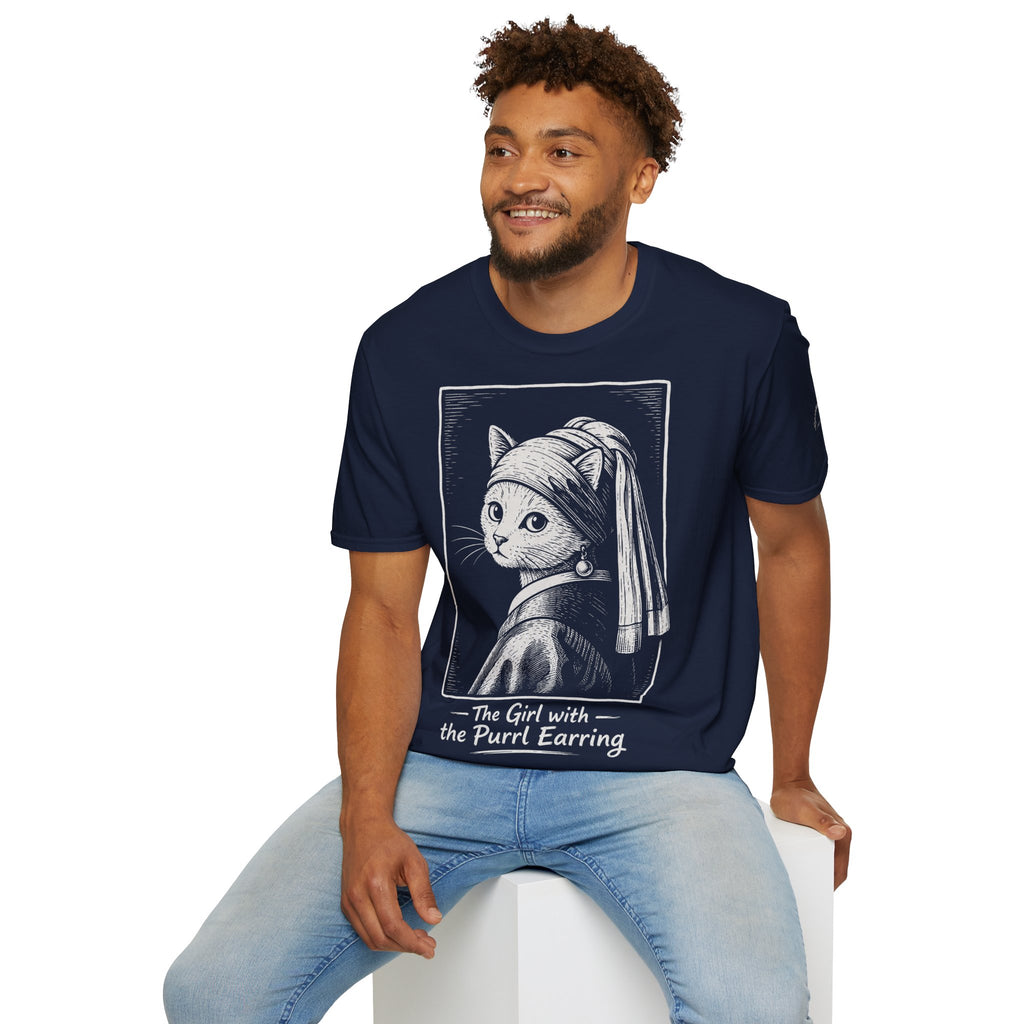 The Girl with the Purrl Earring Katzen Kunst T Shirt – Cat Art collection | UrbanPrintz