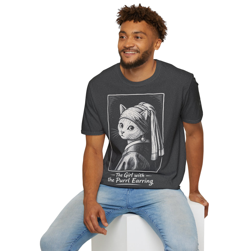 The Girl with the Purrl Earring Katzen Kunst T Shirt – Cat Art collection | UrbanPrintz