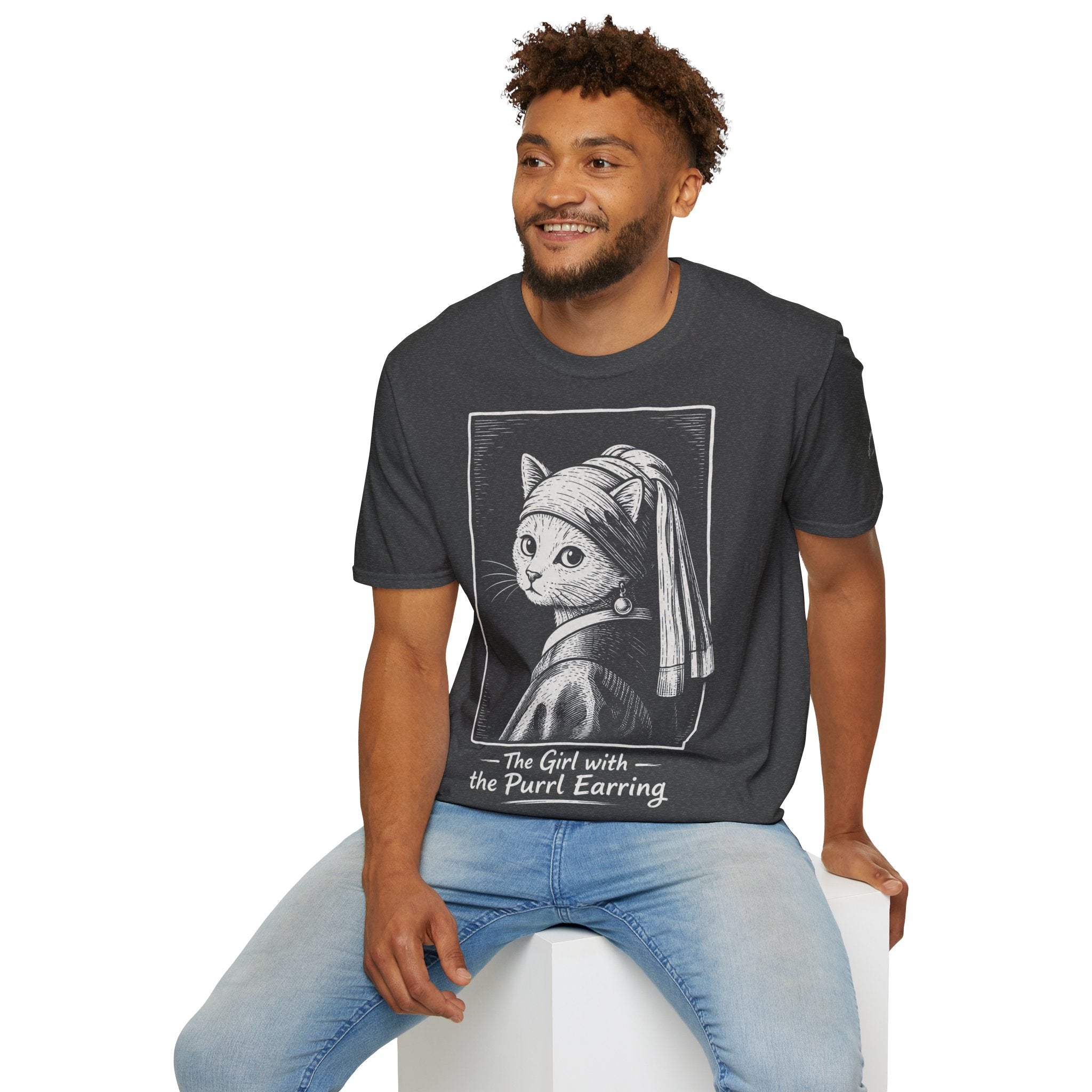 The Girl with the Purrl Earring Katzen Kunst T Shirt – Cat Art collection | UrbanPrintz