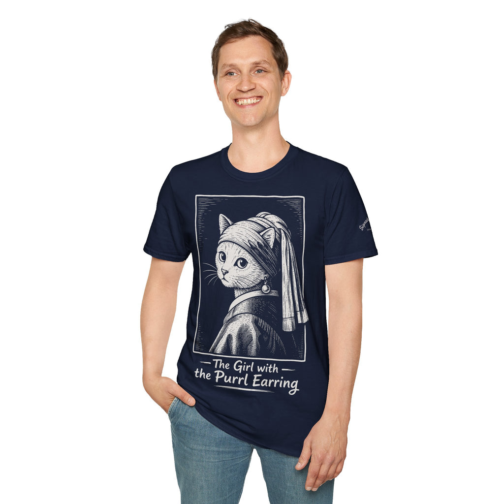 The Girl with the Purrl Earring Katzen Kunst T Shirt – Cat Art collection | UrbanPrintz