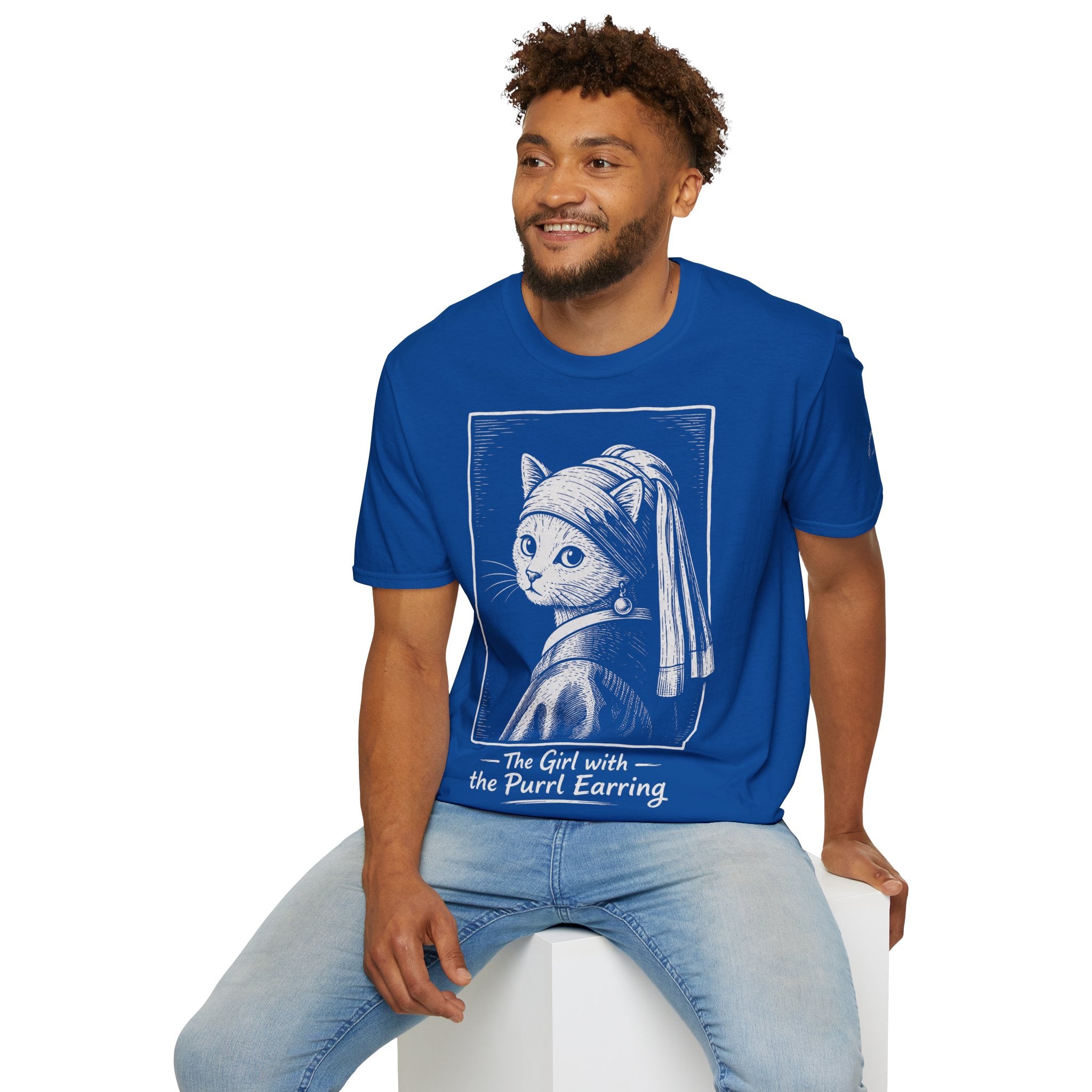 The Girl with the Purrl Earring Katzen Kunst T Shirt – Cat Art collection | UrbanPrintz