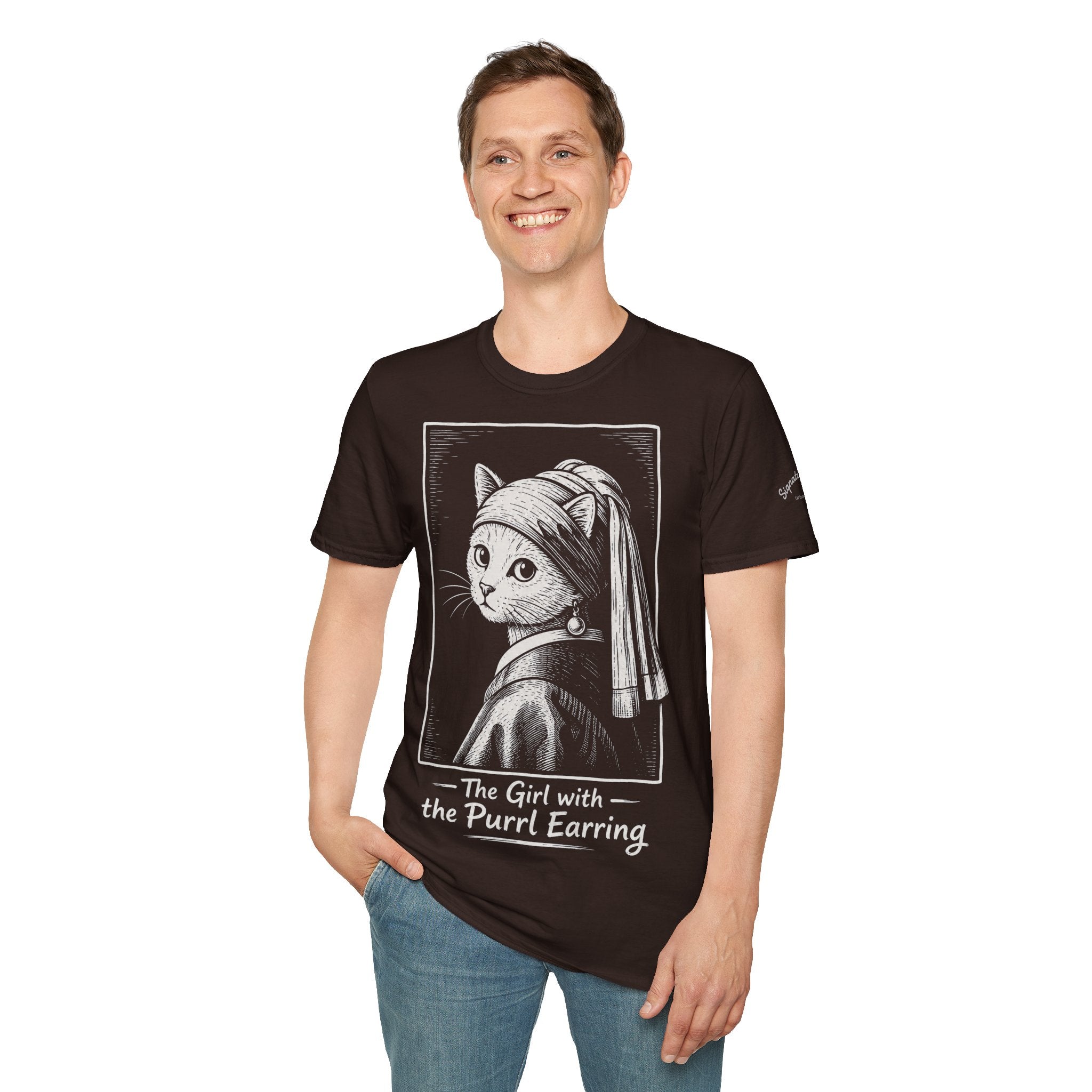 The Girl with the Purrl Earring Katzen Kunst T Shirt – Cat Art collection | UrbanPrintz