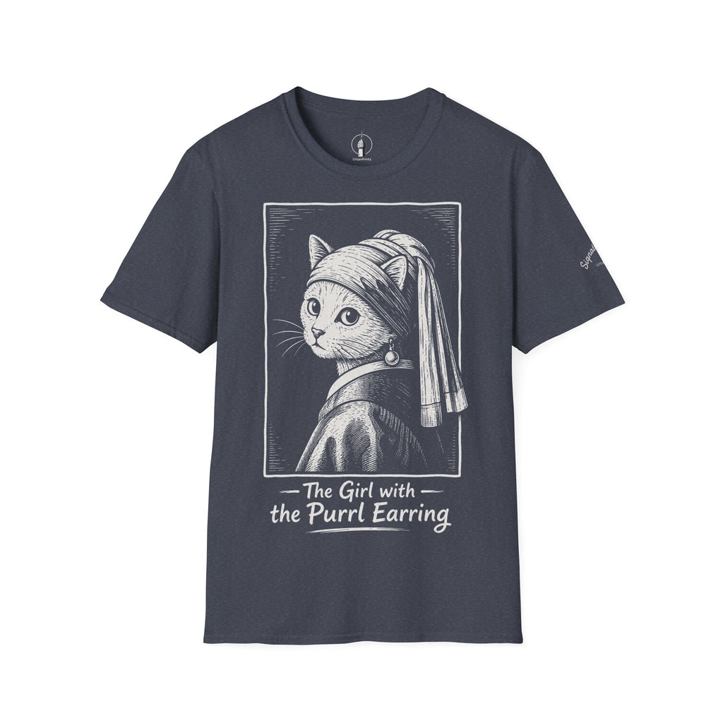 The Girl with the Purrl Earring Katzen Kunst T Shirt – Cat Art collection | UrbanPrintz