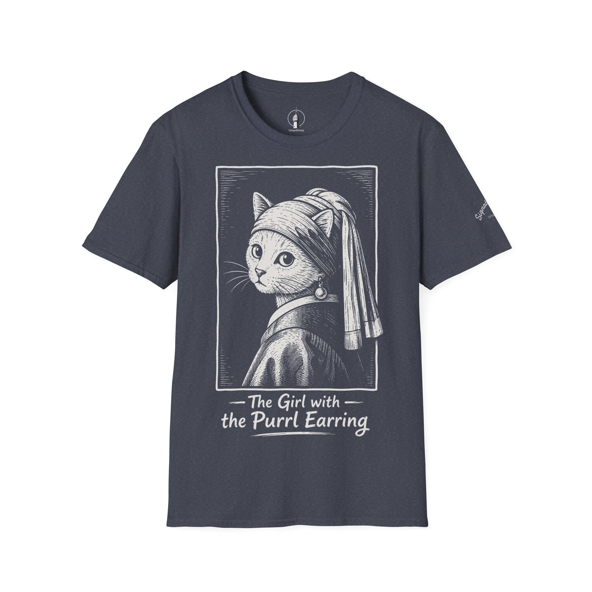The Girl with the Purrl Earring Katzen Kunst T Shirt – Cat Art collection | UrbanPrintz