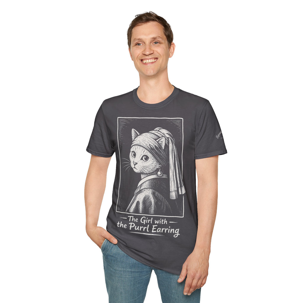 The Girl with the Purrl Earring Katzen Kunst T Shirt – Cat Art collection | UrbanPrintz