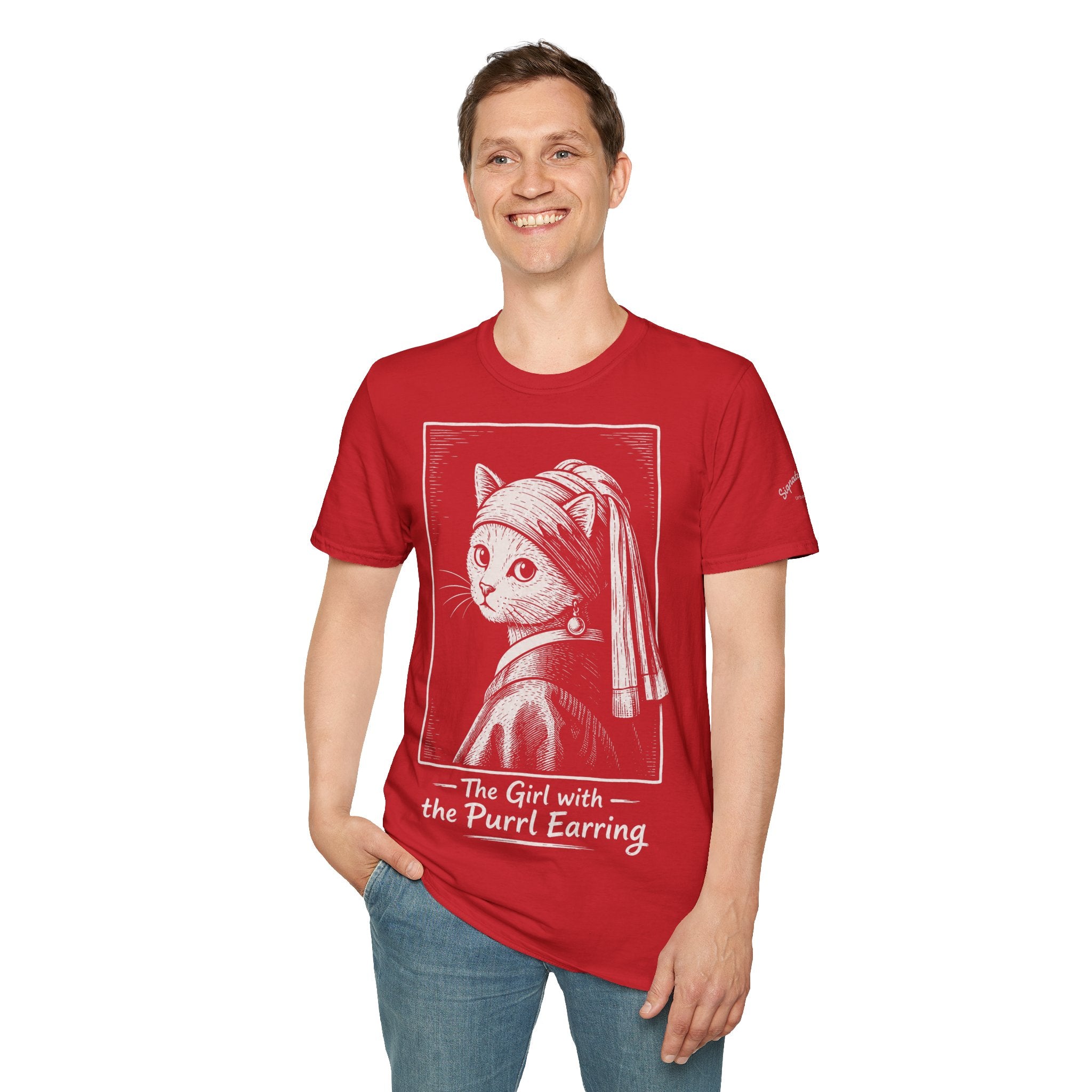 The Girl with the Purrl Earring Katzen Kunst T Shirt – Cat Art collection | UrbanPrintz