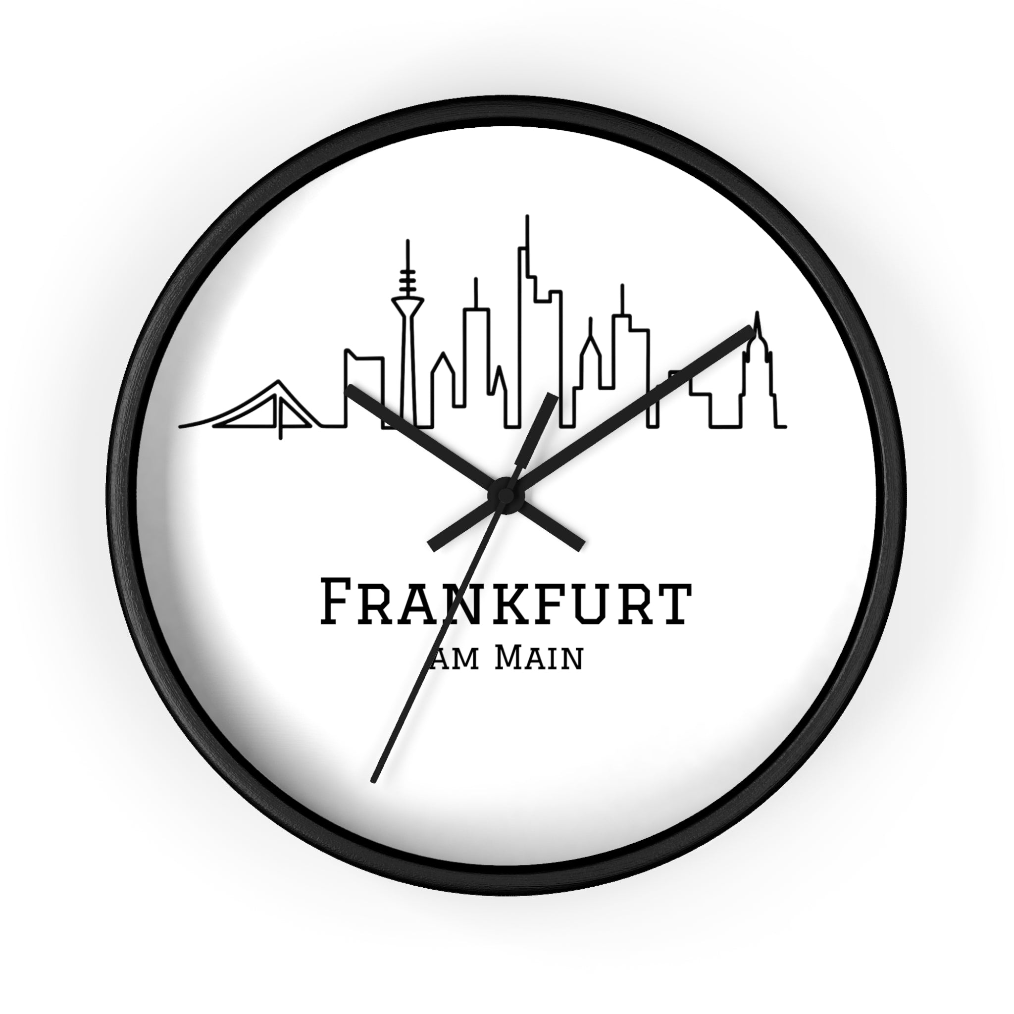 Frankfurt Skyline Wanduhr – Minimal Design | Urban Living - UrbanPrintz